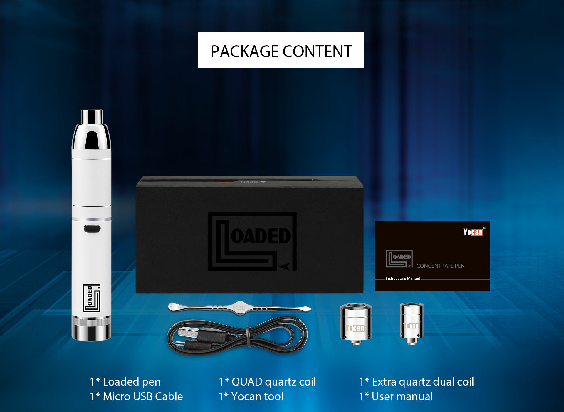 Yocan loaded package content.