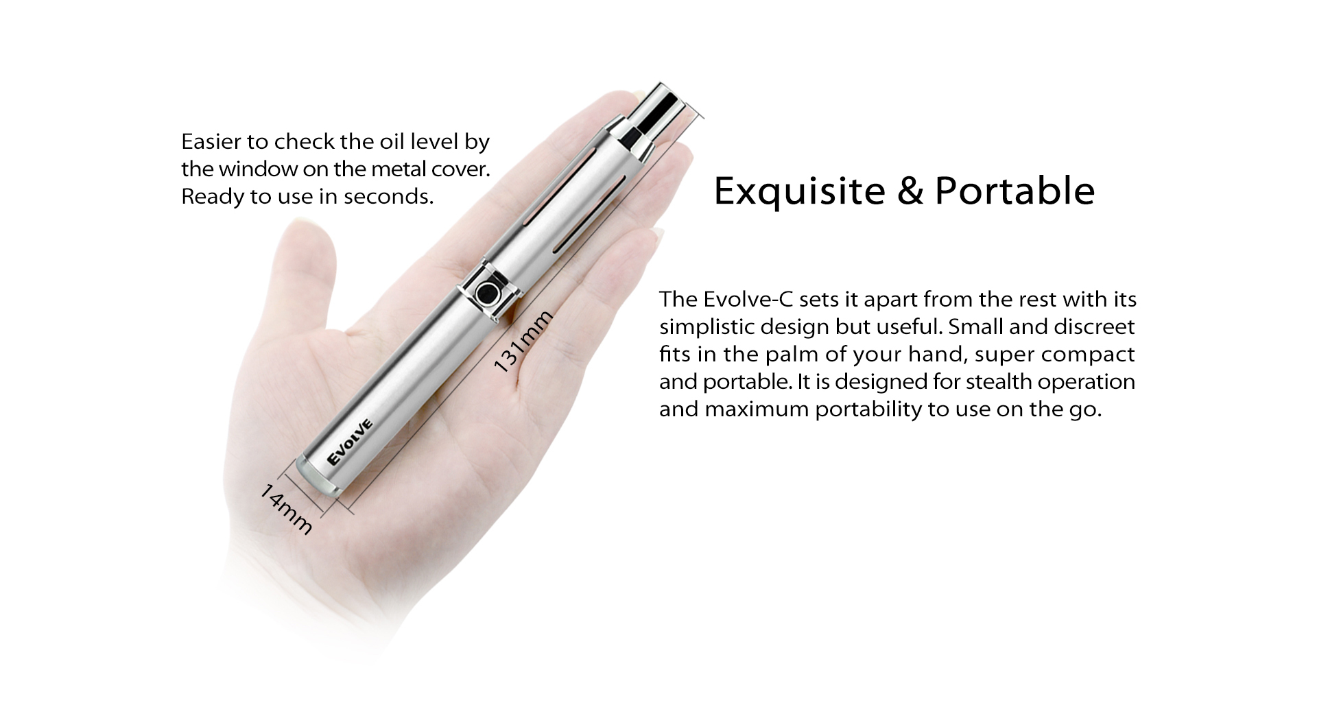 The Yocan Evolve-C Vaporizer is a super compact and powerful vape pen that efficiently vaporizes waxes and oil concentrates with a high grade quartz coil.