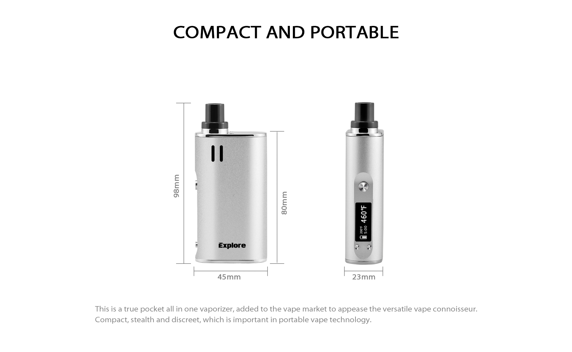The Yocan Explore is a 2-in-1 Vaporizer that compact and portable.