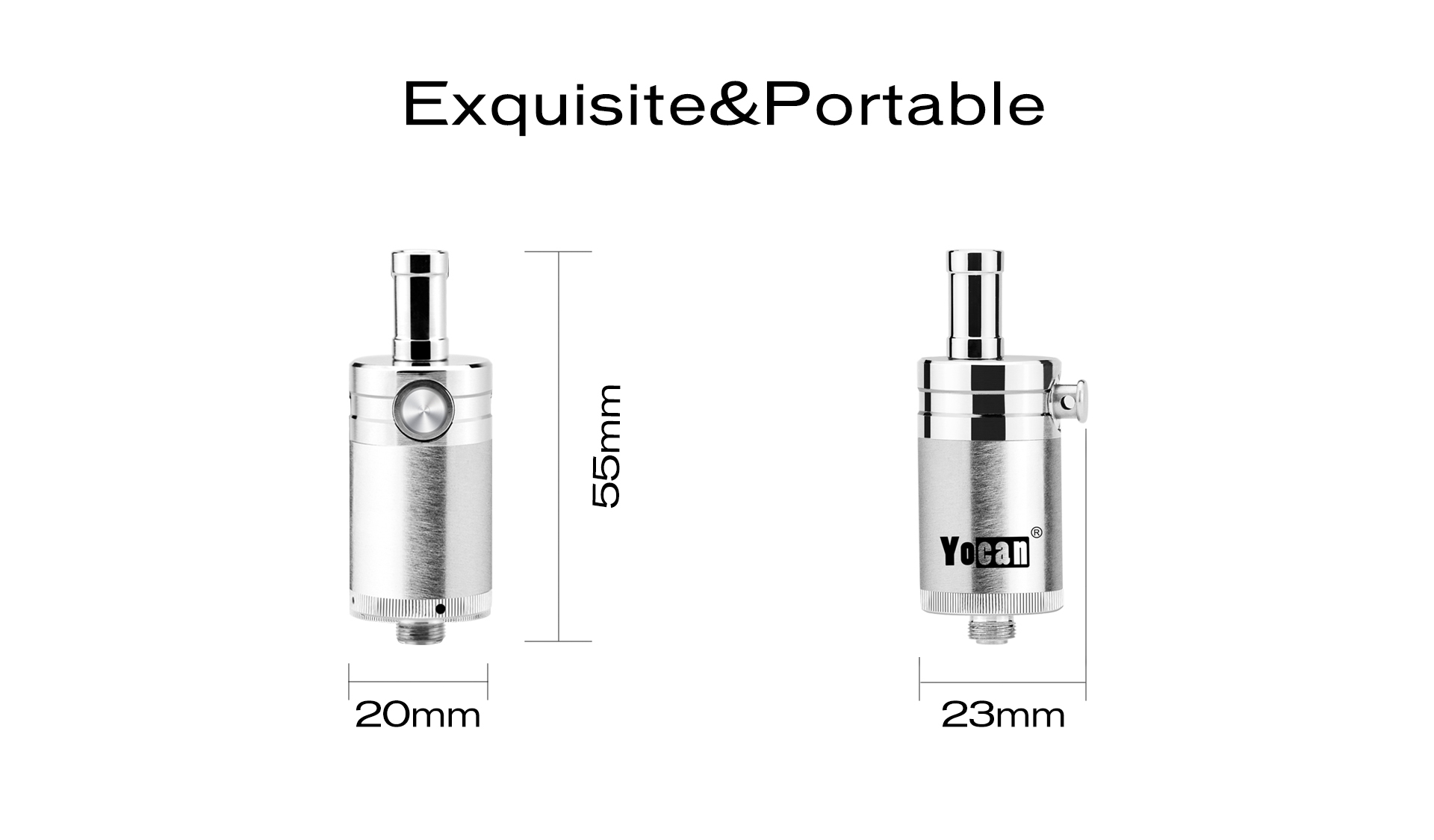 The dimension of Yocan NYX Quartz Dual Coil Wax Atomizer