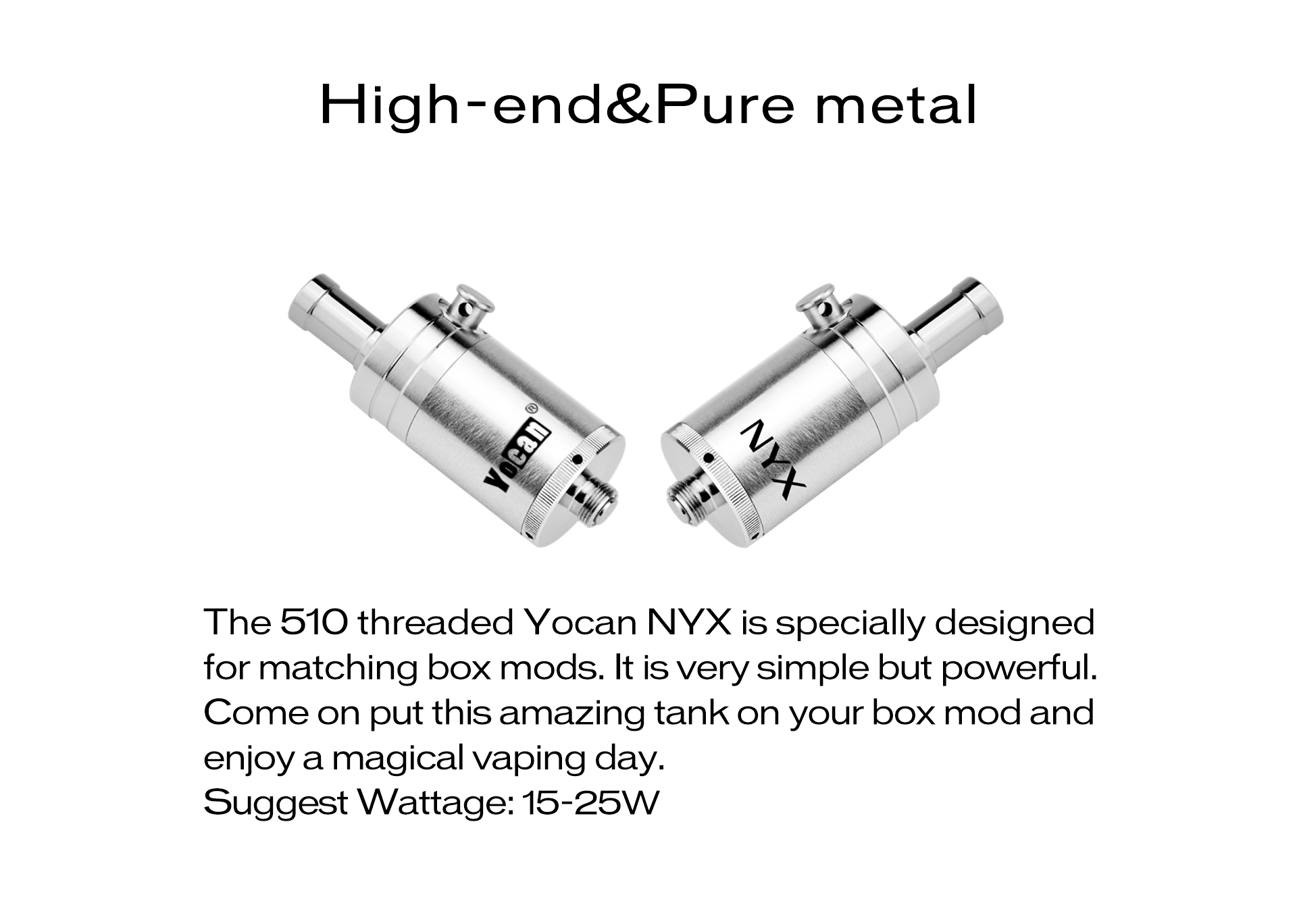The Yocan Nyx Atomizer is a slim 20mm diameter atomizer designed for wax material.