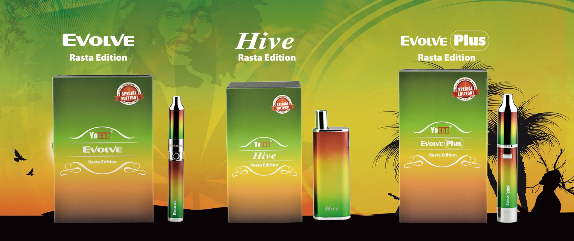 The Yocan Evolve Plus Rasta Edition is a new special edition version of the crowd favorite Evolve Plus.