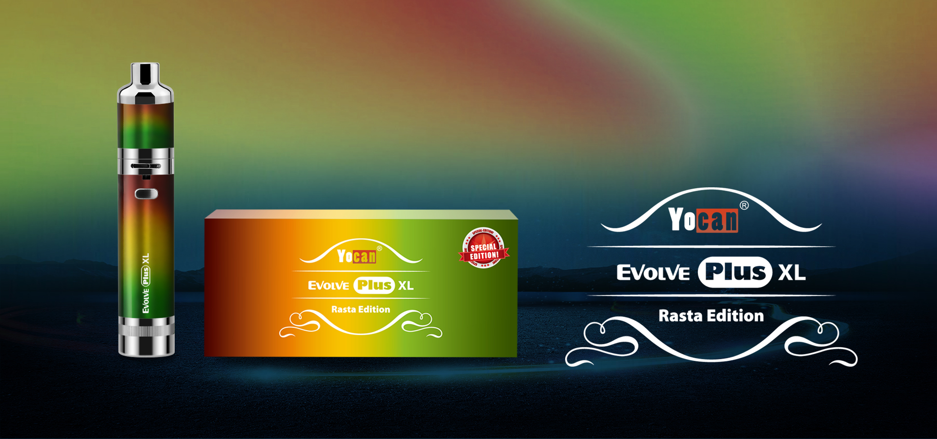 The Rastafarian makeover in the new Yocan Evolve Rasta Edition Wax Vape Pen.
