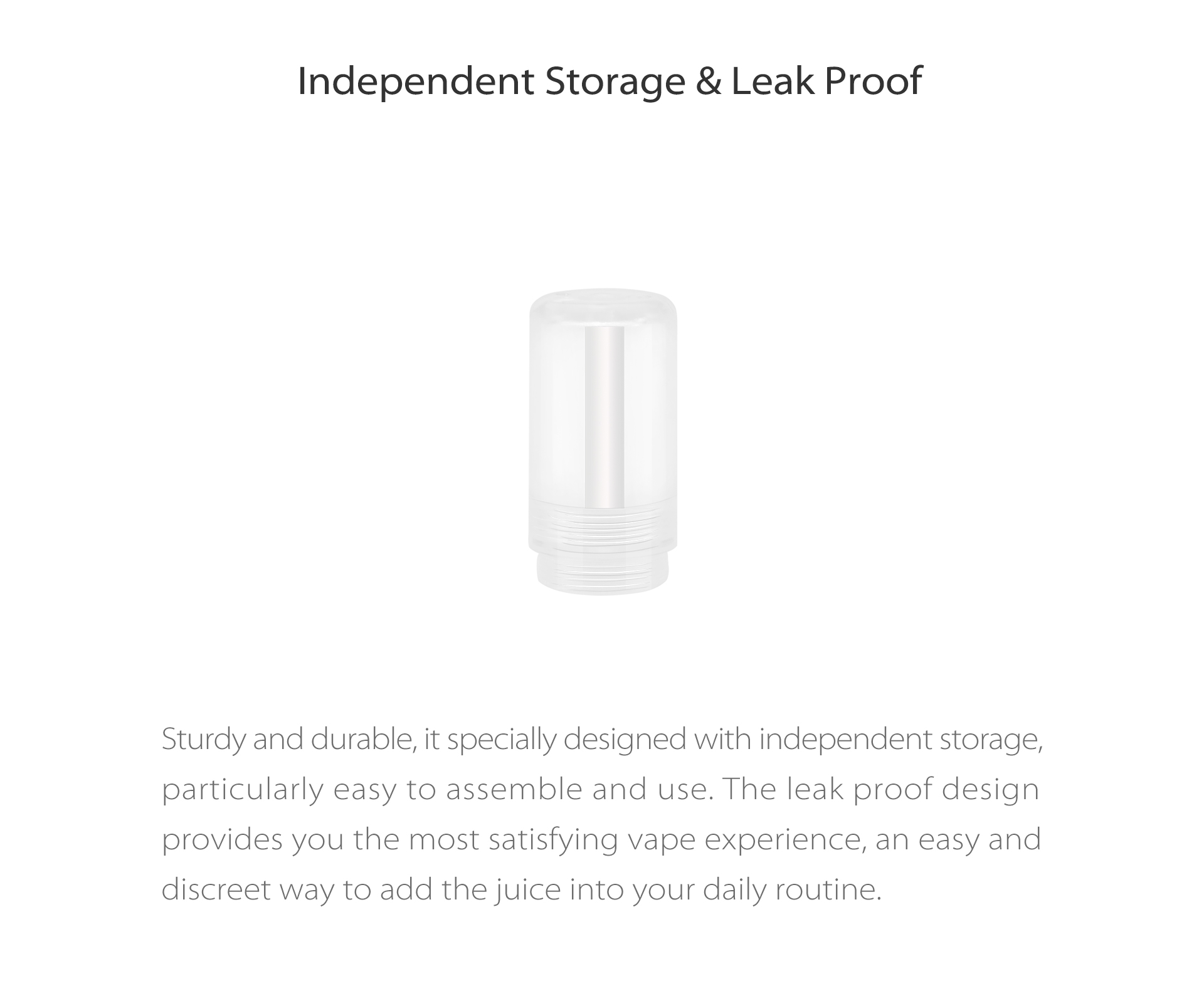 Yocan Stix leak-proof juice vape pen features indendent storage & leak proof.