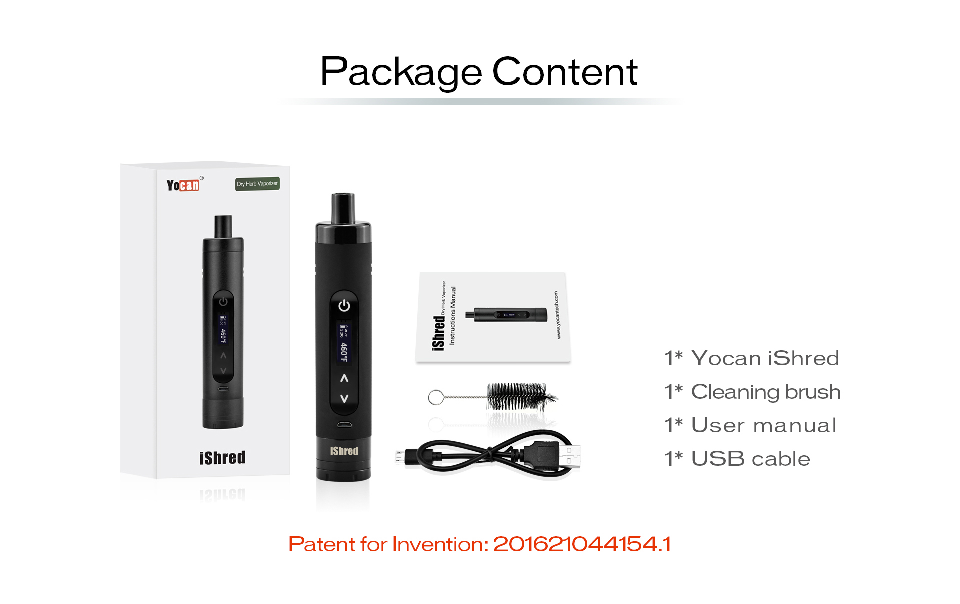 Yocan iShred package content.