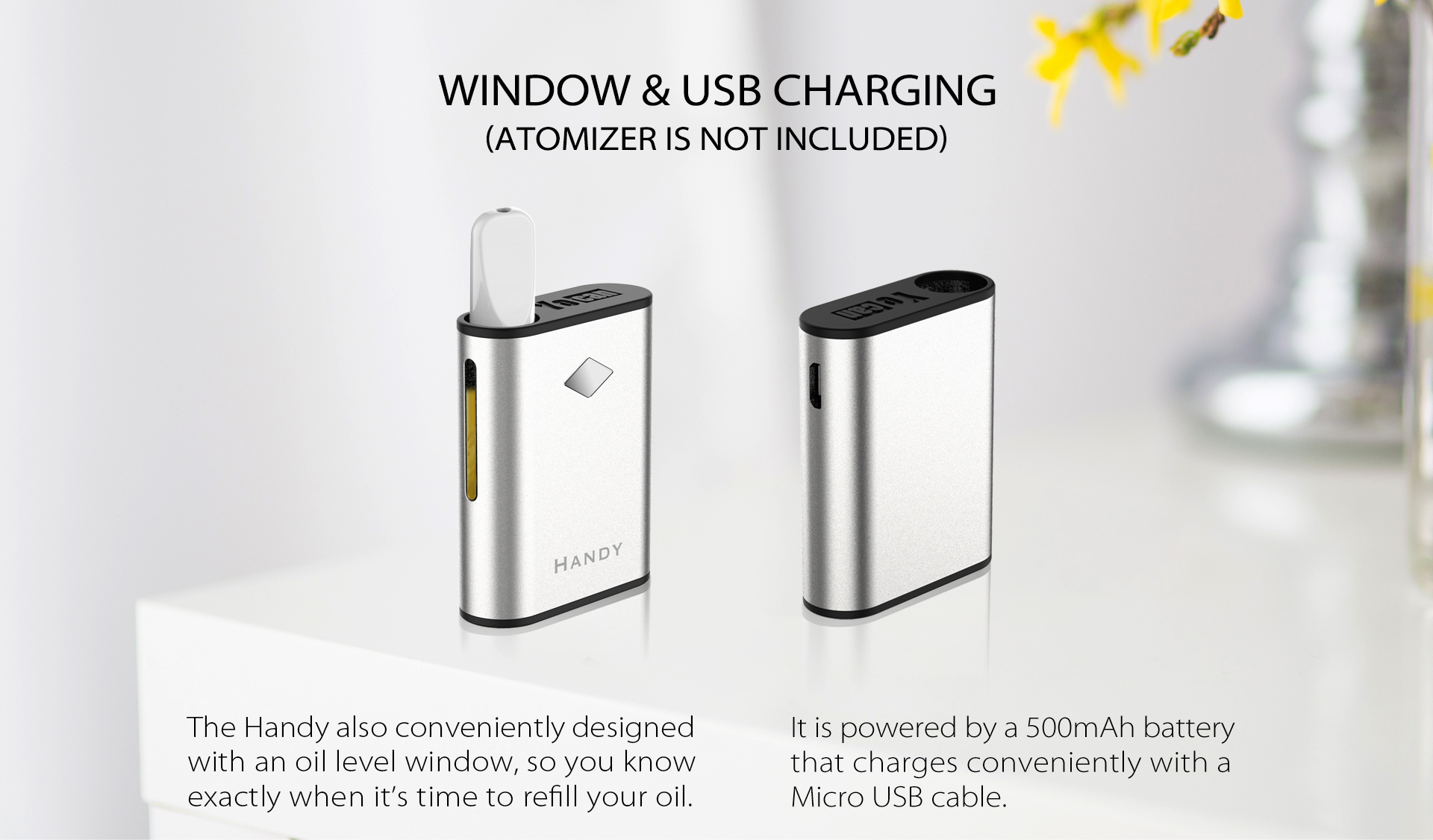 Yocan Handy Vape Battery Window & USB Charging.