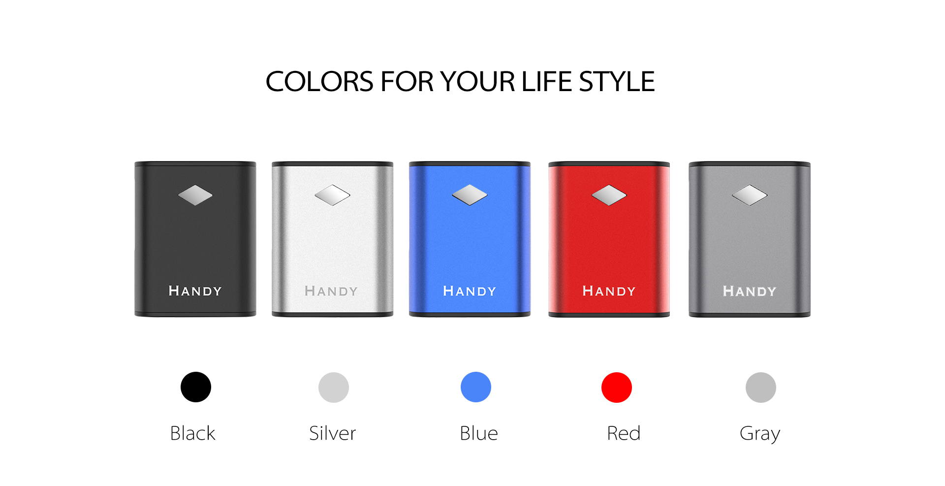 Yocan Handy Vape Battery come with 5 colors.
