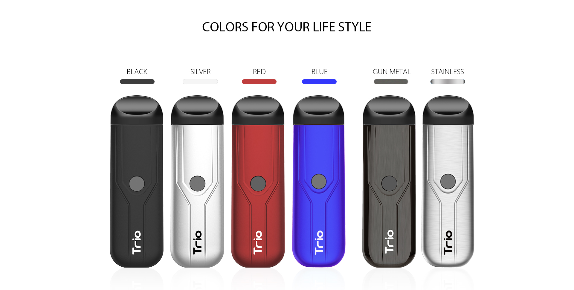 Yocan Trio Vape Pen come with 6 colors.