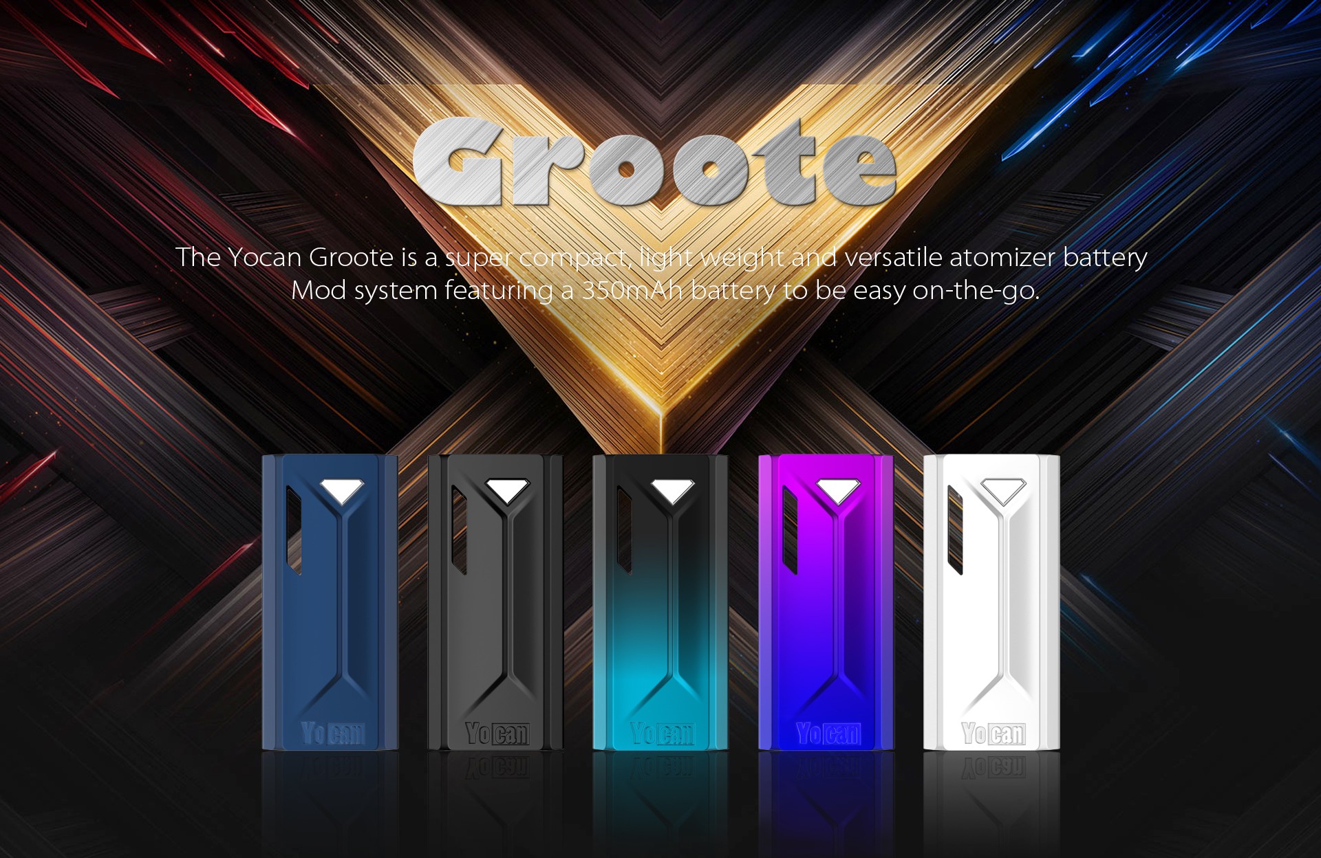 The Yocan Groote is a super compact, light weight and versatile atomizer battery mod system featuring a 320mAh battery to be easy on-the-go.