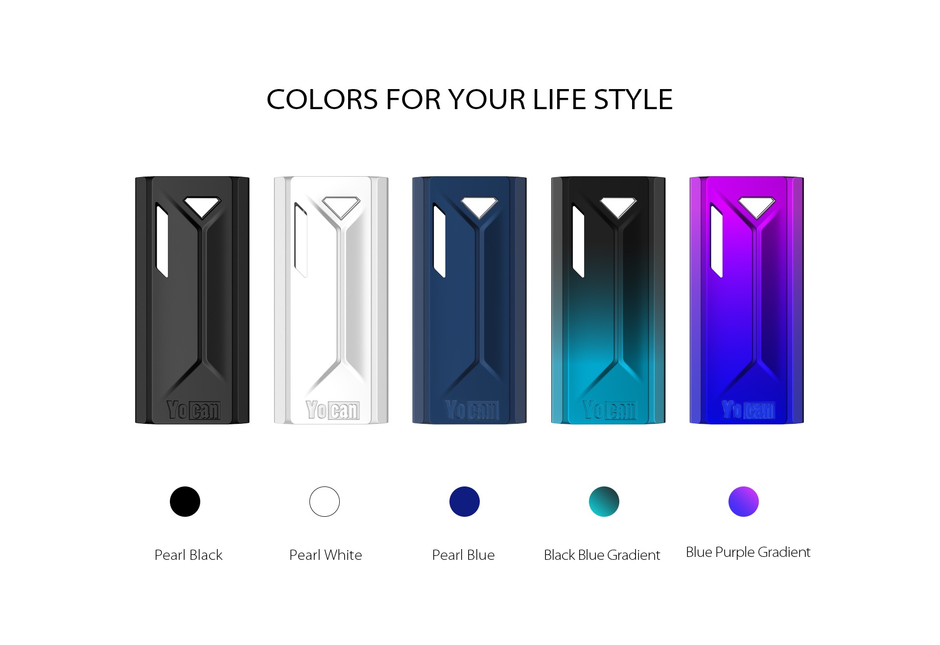 The Yocan Groote box mod battery come with 5 colors.