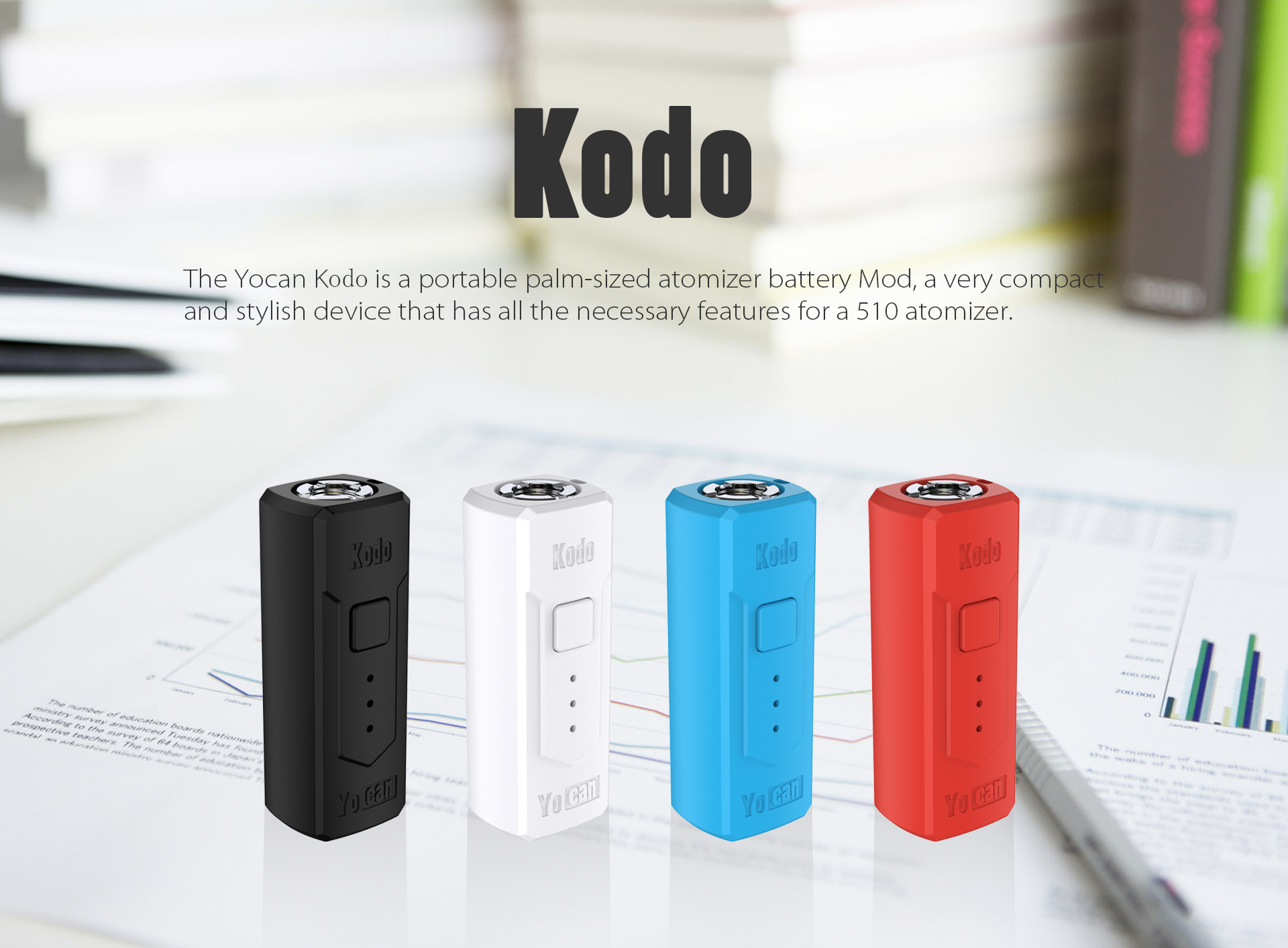 The Yocan Kodo Box Mod Battery is a portable palm-sized atomizer battery mod, it's a very compact and stylish vaporizer.