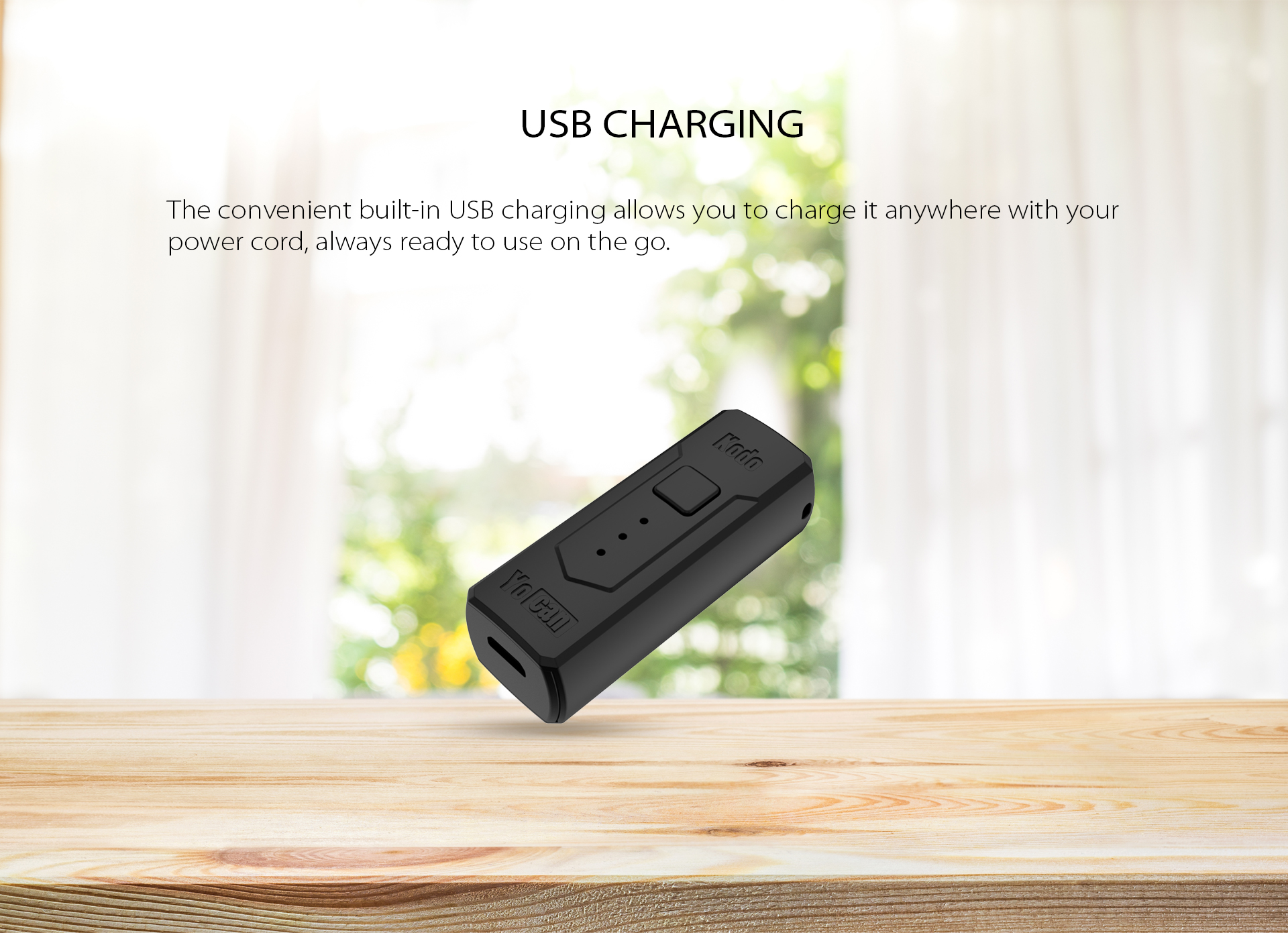 The Yocan Kodo Box Mod Battery USB charing.