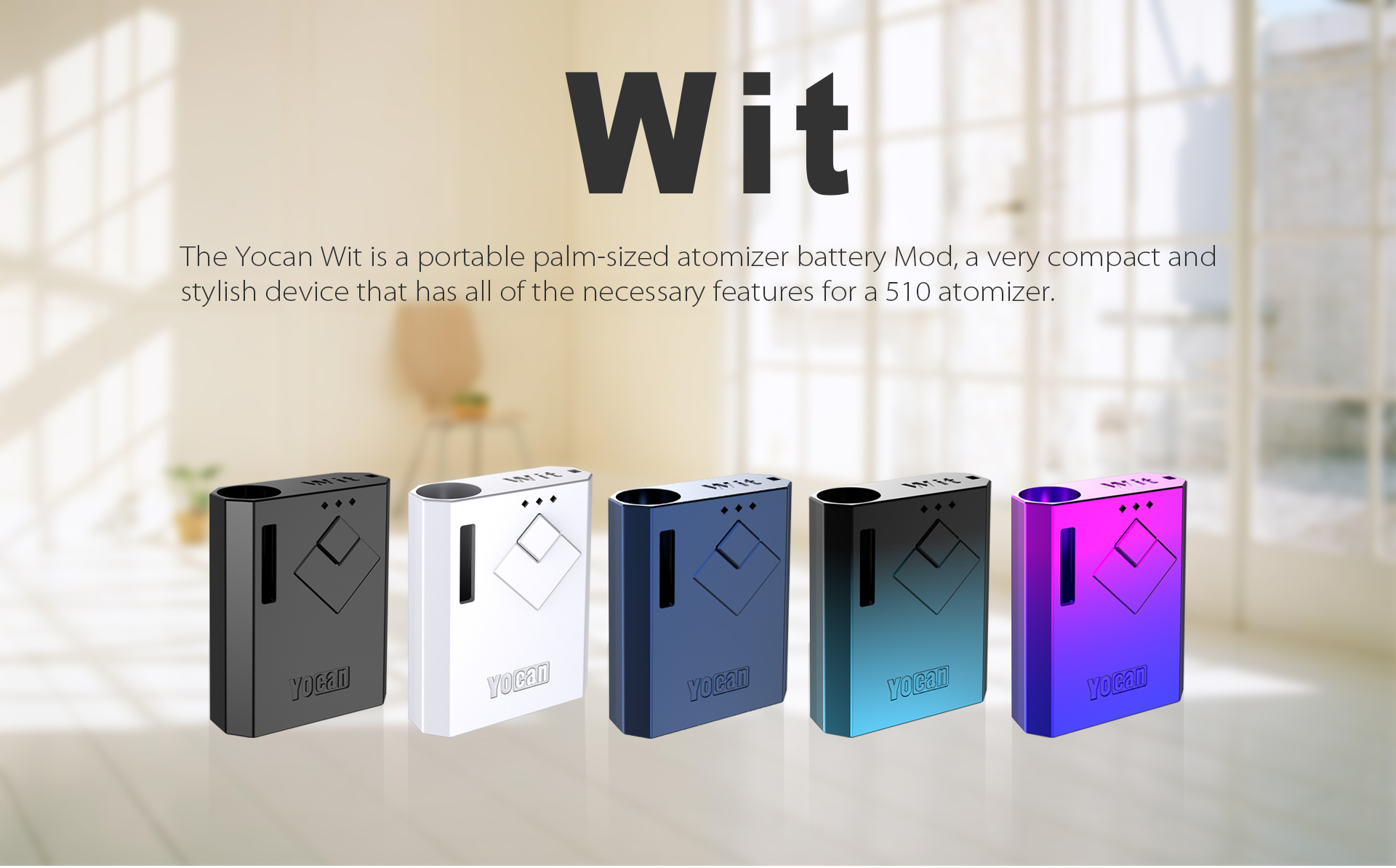 The Yocan Wit Box Mod Battery is a very compact and stylish box mod that has all of the the necessary features for a 510 atomizer.