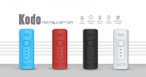 The Yocan Kodo Box Mod Battery come with 4 colors: black, white, blue, red version.