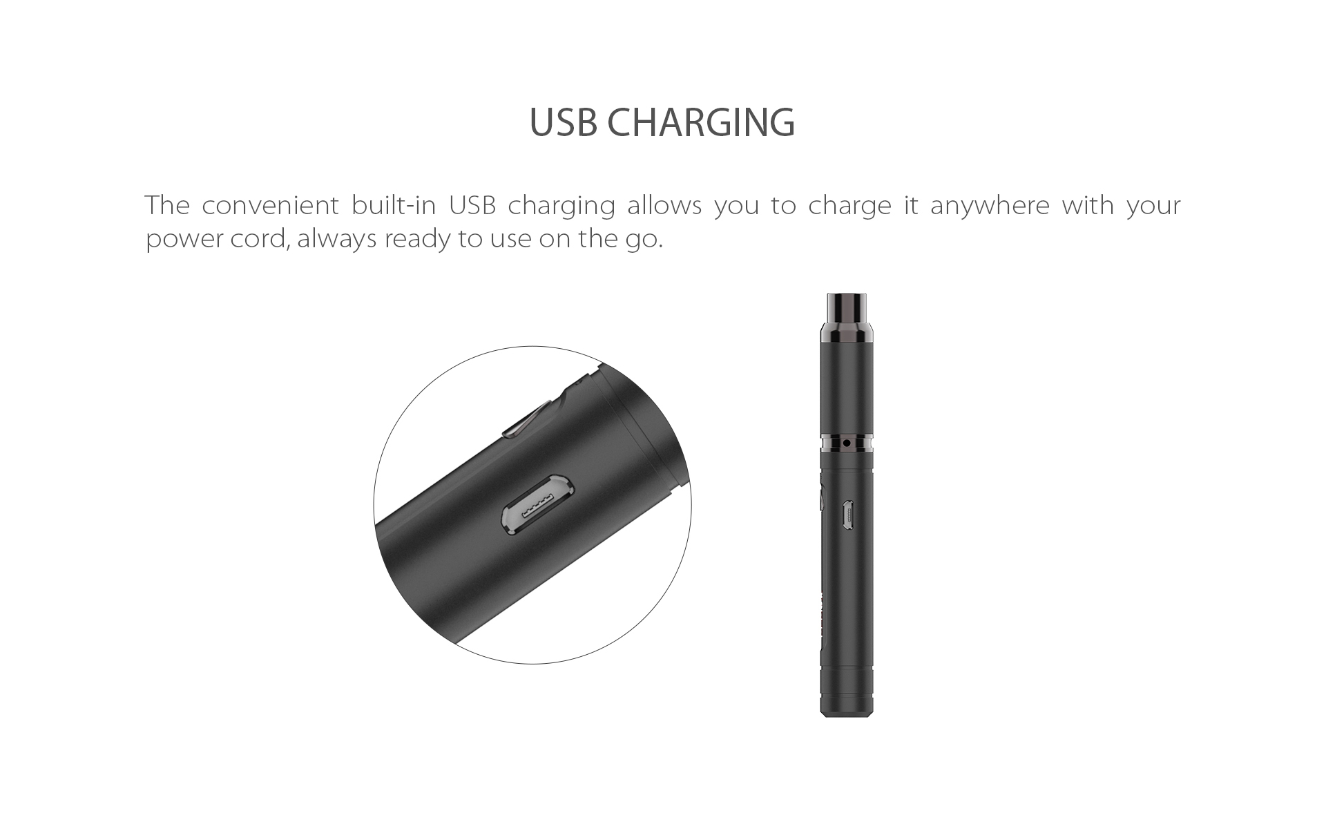 Yocan Armor Vaporizer pen comes with the convenient built-in USB charging