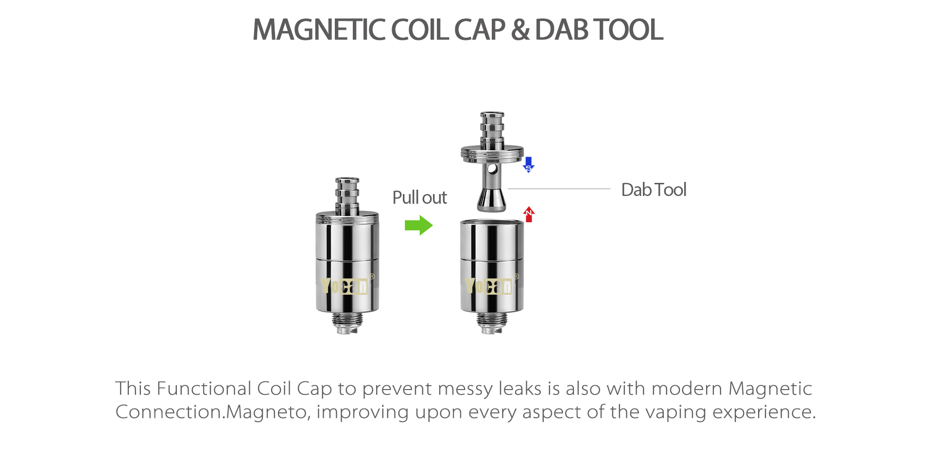 Yocan Magneto concentrate vaporizer pen 2020 version features a cap with a hidden herbal concentrate tool.