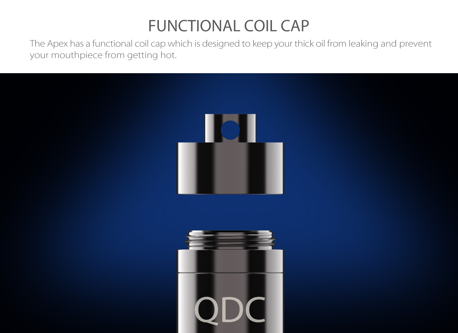 Yocan Apex concentrate vaporizer pen has a functional coil cap.