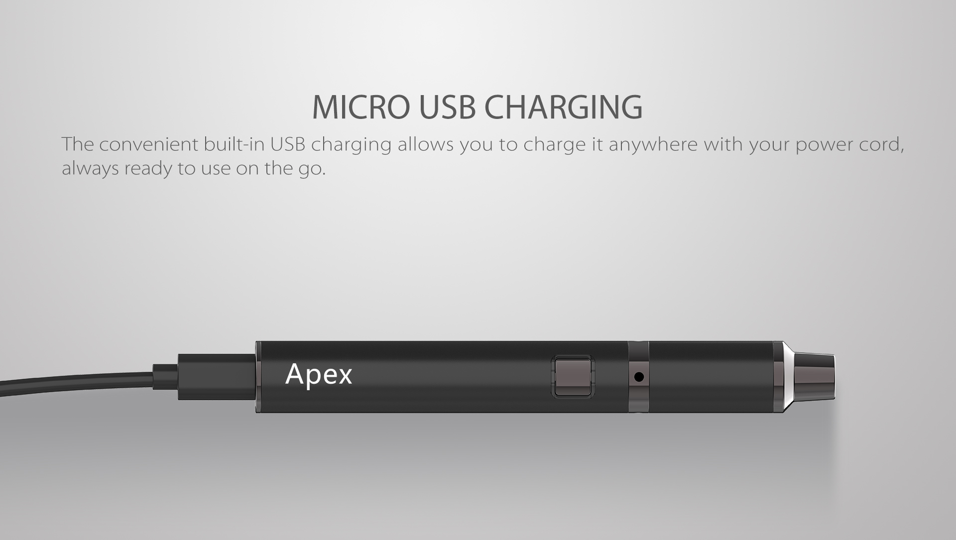 Yocan Apex concentrate vaporizer pen charge via micro USB port.