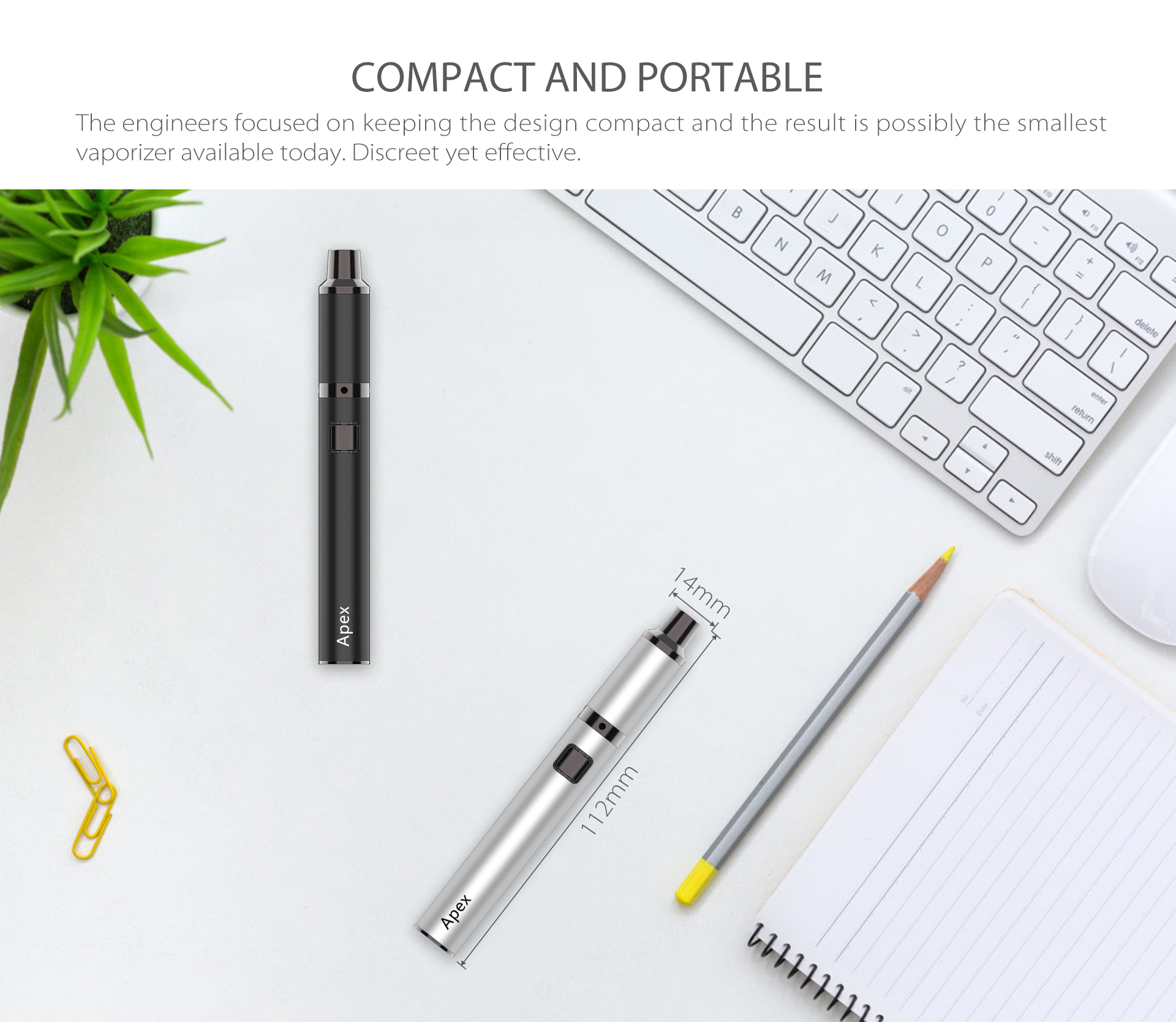 Yocan Apex concentrate vaporizer pen is compact, discreet yet effective.