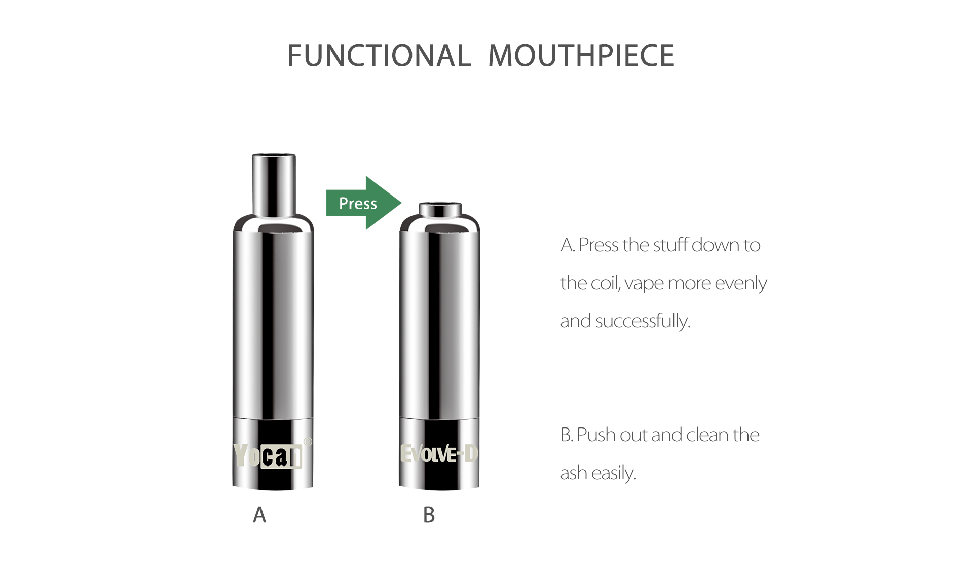 Yocan Evolve-D vaporizer pen 2020 version features functional mouthpiece.
