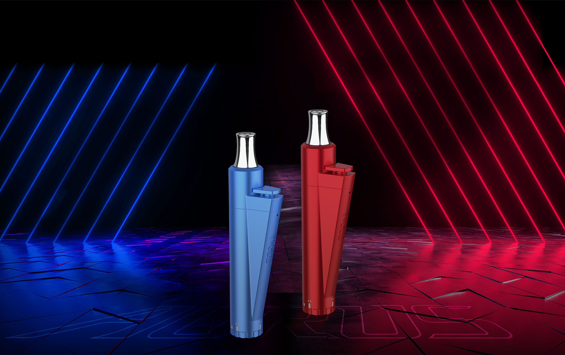 Yocan Lit Twist Concentrate Vaporizer blue and red version.