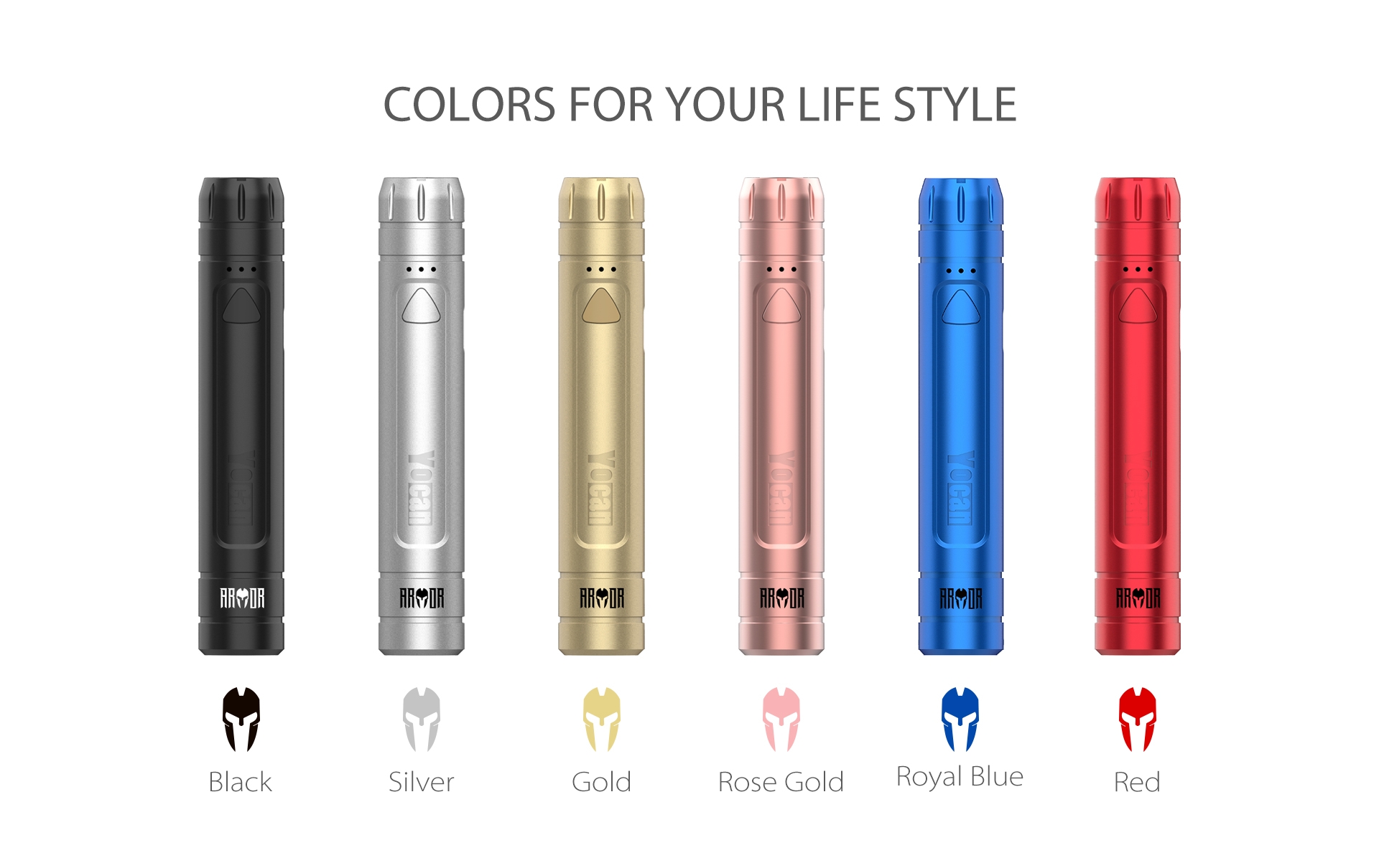 Yocan Armor 510 Thread Battery comes with 6 colors.