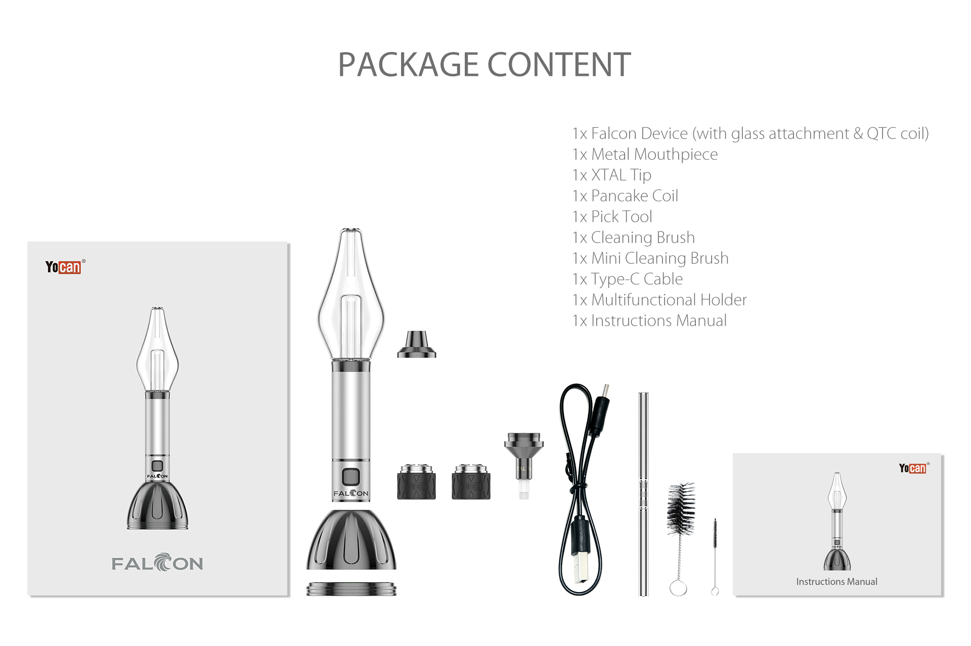 Yocan Falcon Vaporizer Package Content.