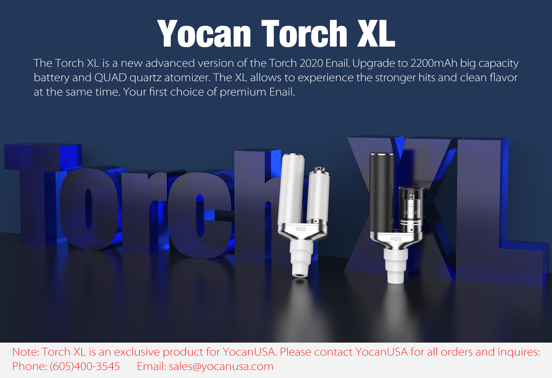 Yocan Torch XL allows to experience the stronger hits and clean flavor at the same time. Your first choice of premium Enail.