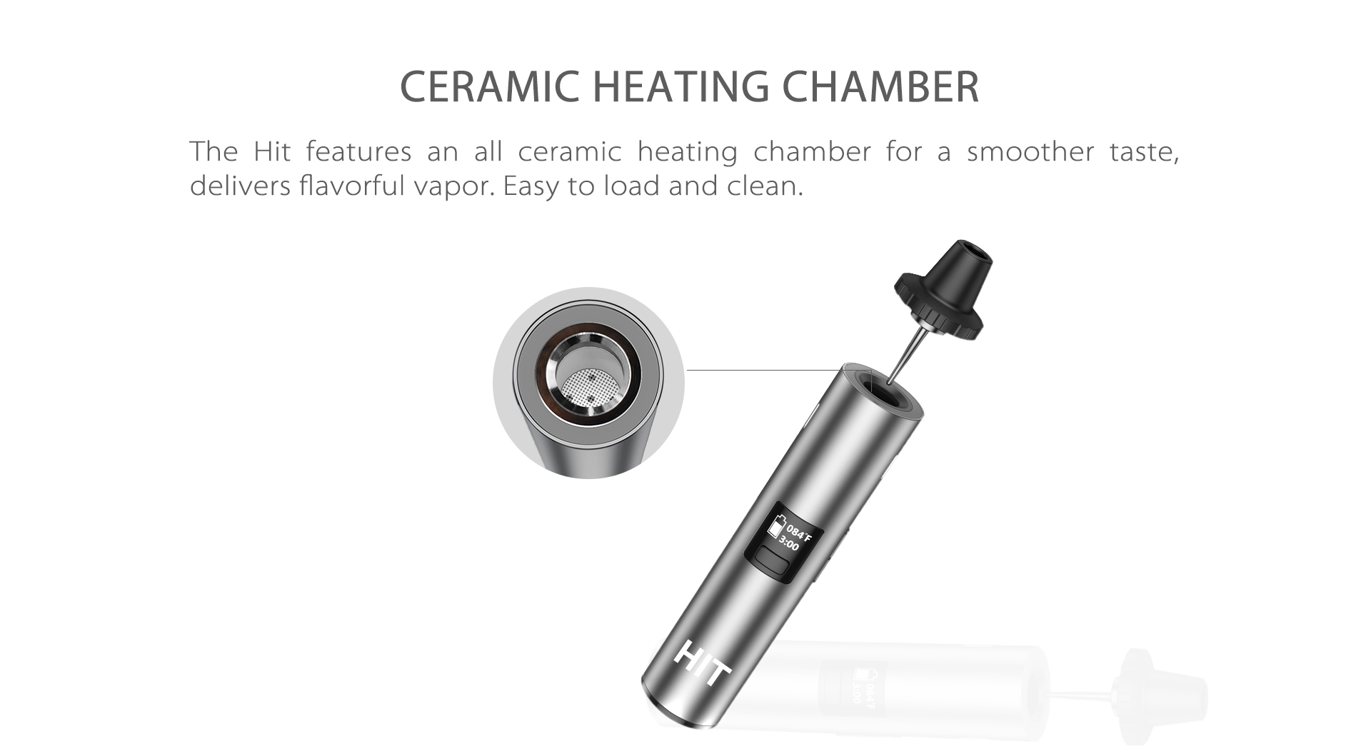 Yocan Hit Vaporizer Pen features Ceramic Heating Chamber.