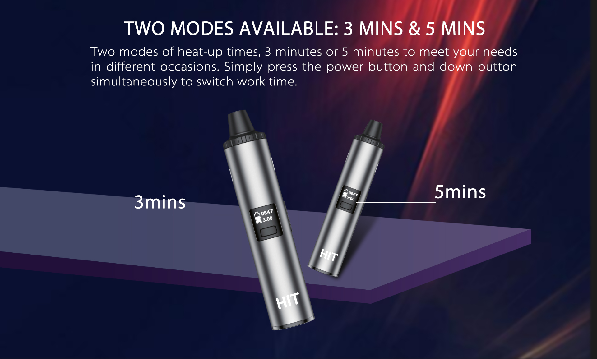 Yocan Hit Vaporizer Pen provide two modes of heat-up time options.