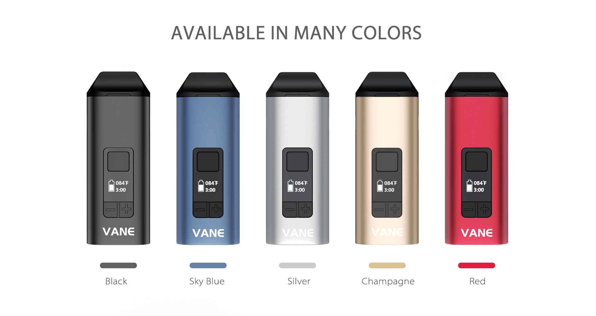 Yocan Vane Dry Vaporizer comes with 5 colors.