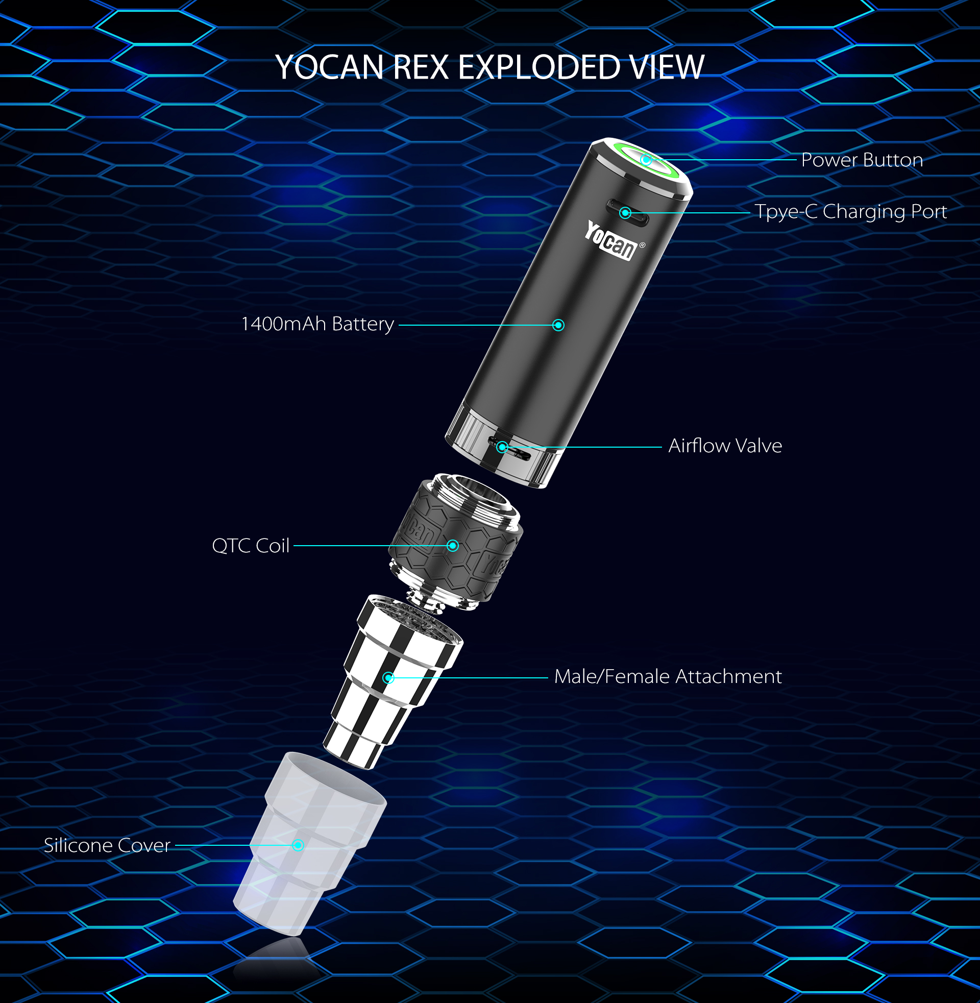 Yocan Rex Exploded view