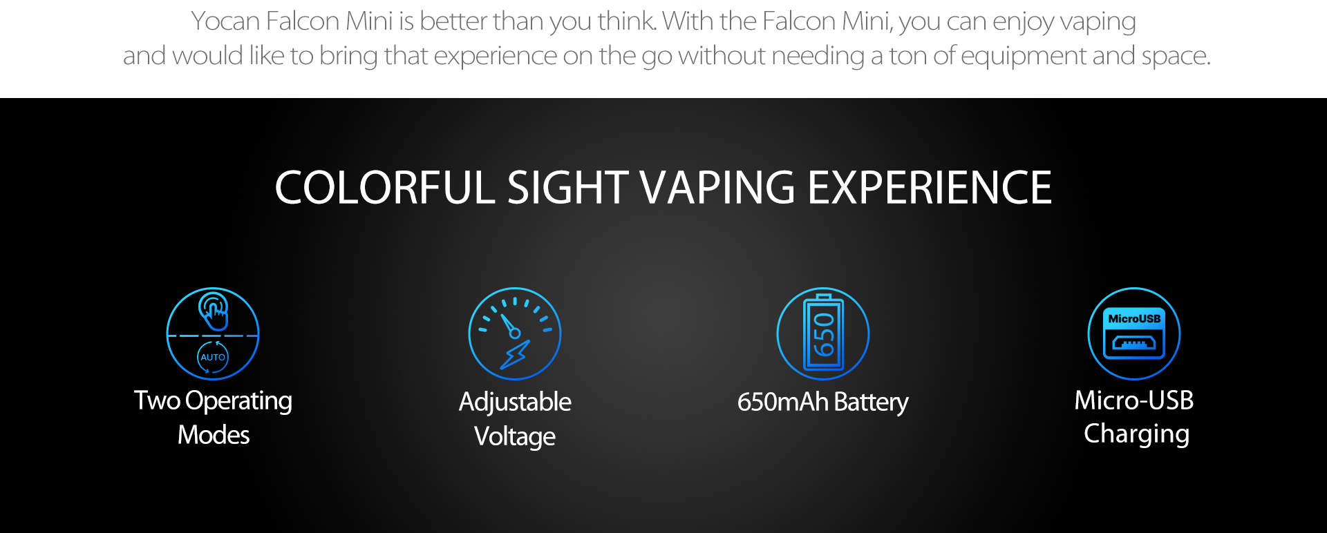Yocan Falcon Mini Vaporizer Pen for your colorful sight vaping experience.