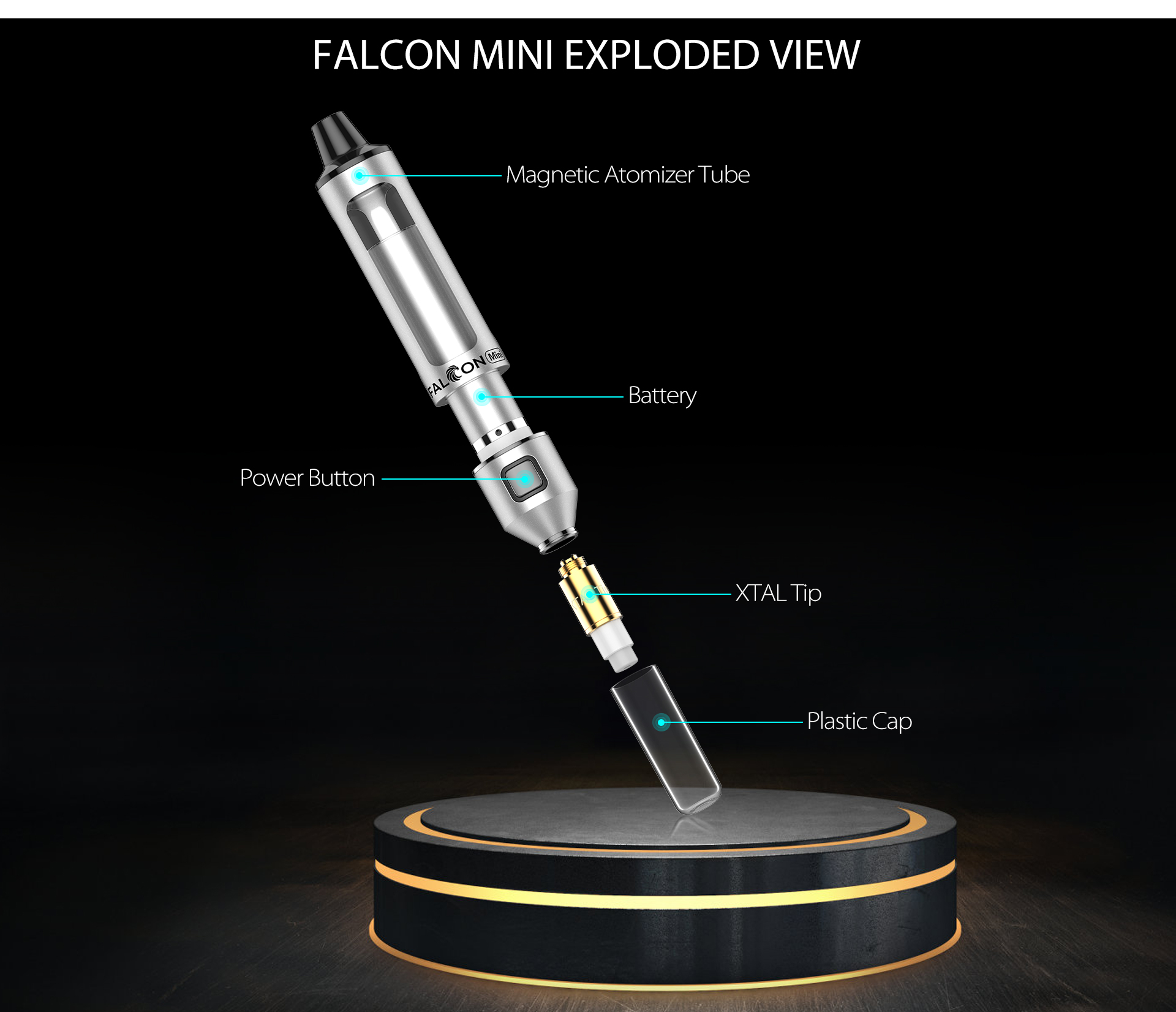 Yocan Falcon Mini Vaporizer Pen exploded view.