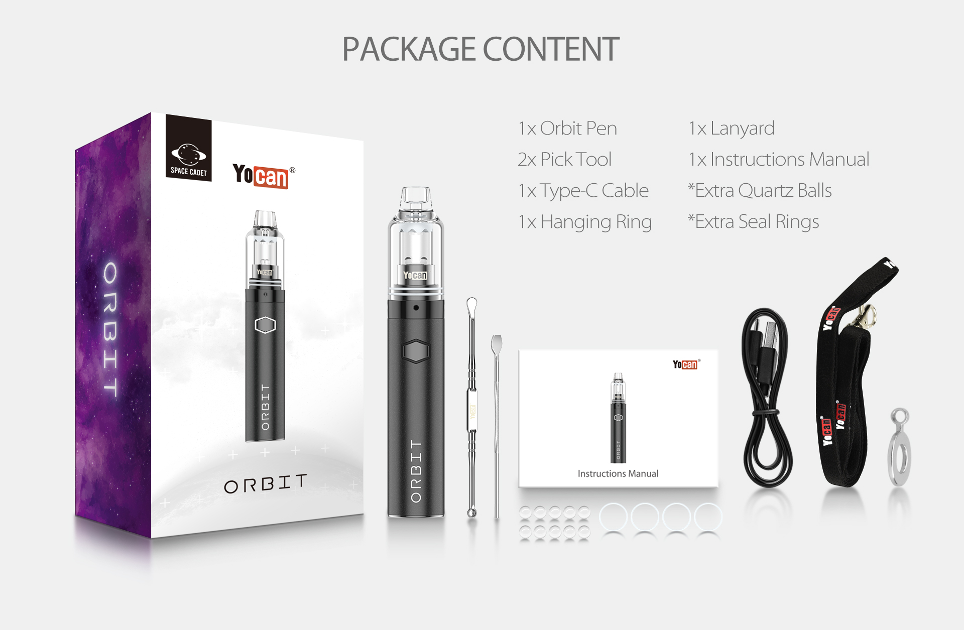 Yocan Orbit vape pen package content