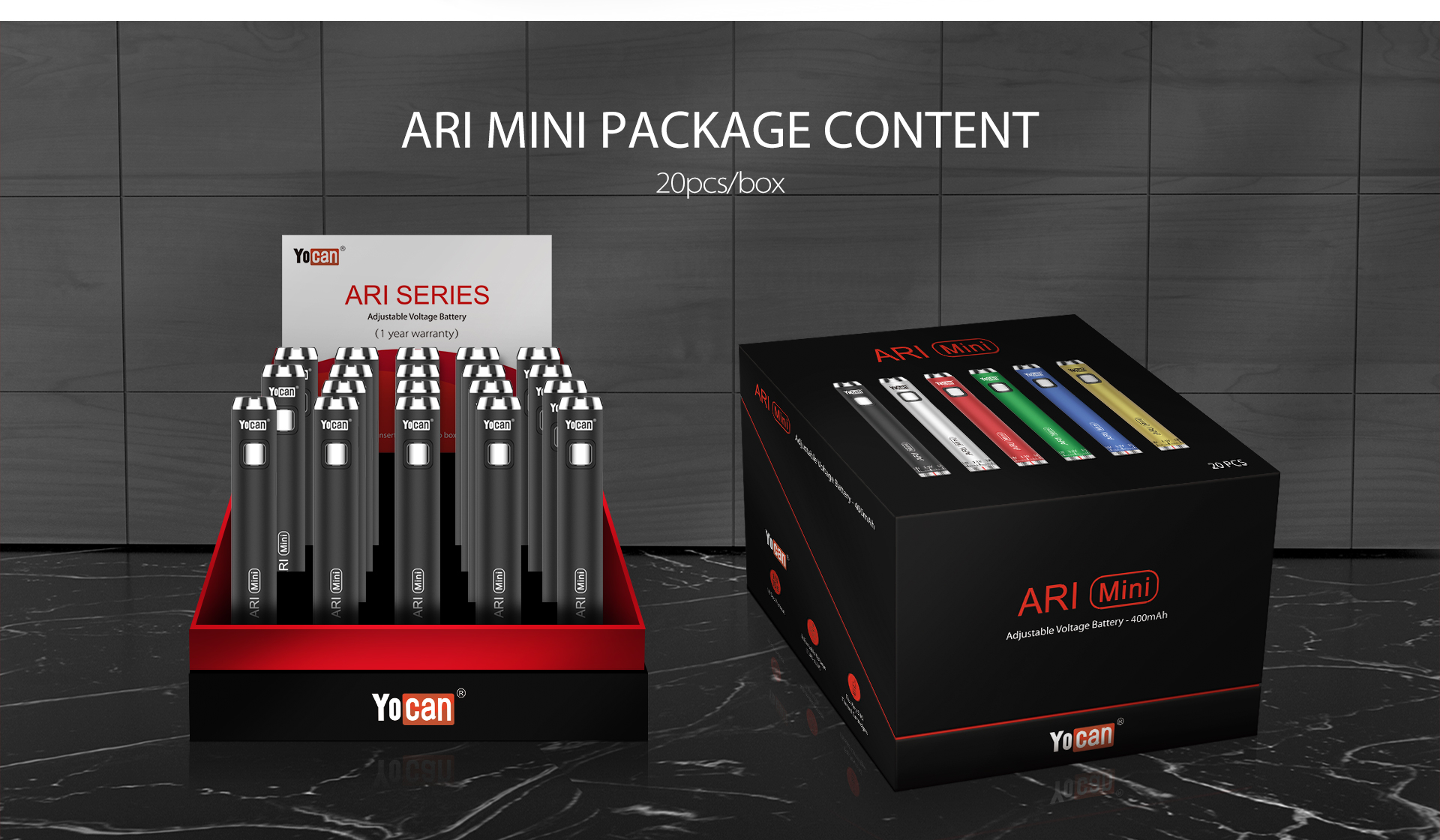 The Package Content of Yocan ARI Series Variable Voltage battery