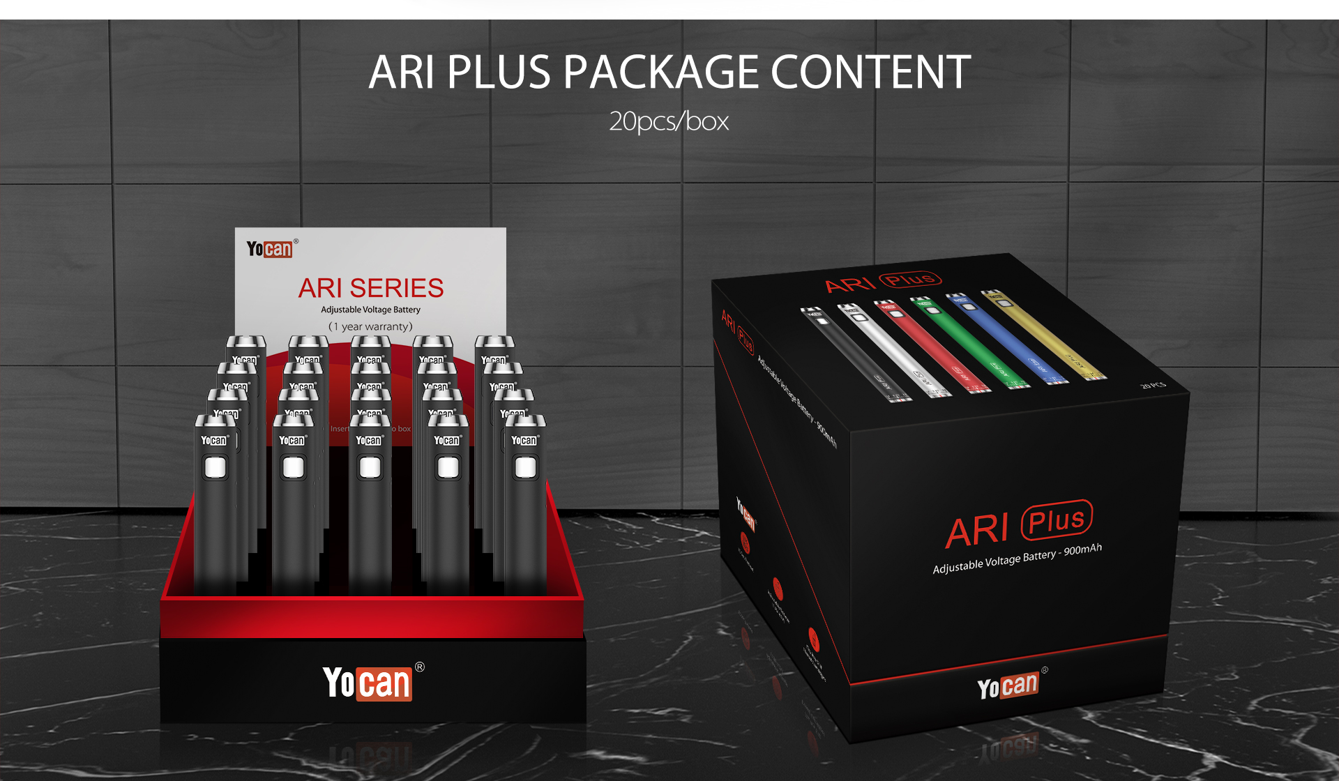 The Package Content of Yocan ARI Series Variable Voltage battery
