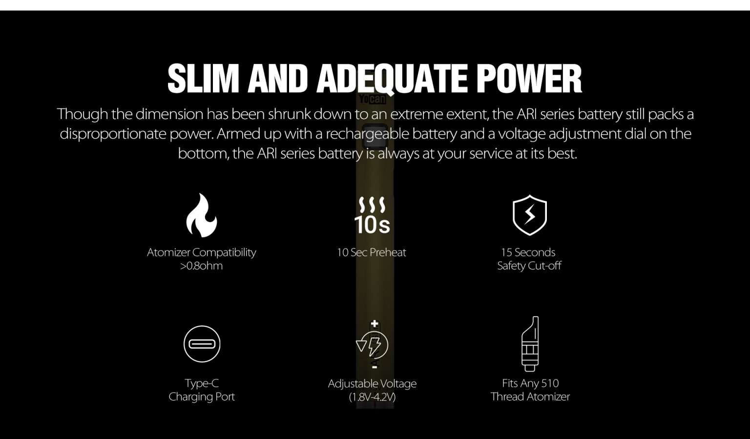 Yocan ARI series Twist Variable Voltage Vape Batteries Yocan® Official