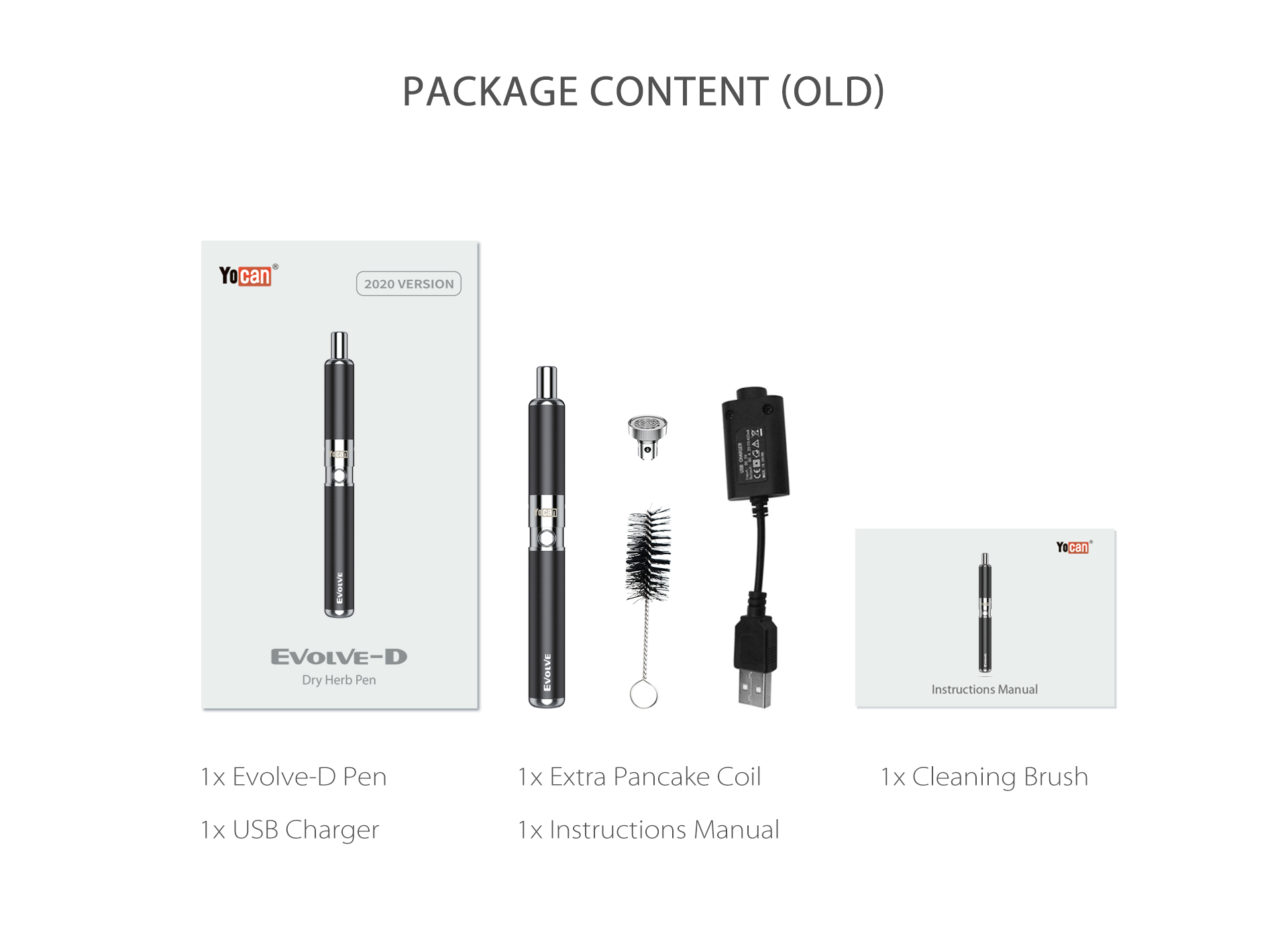Yocan Evolve-D vaporizer pen package content.