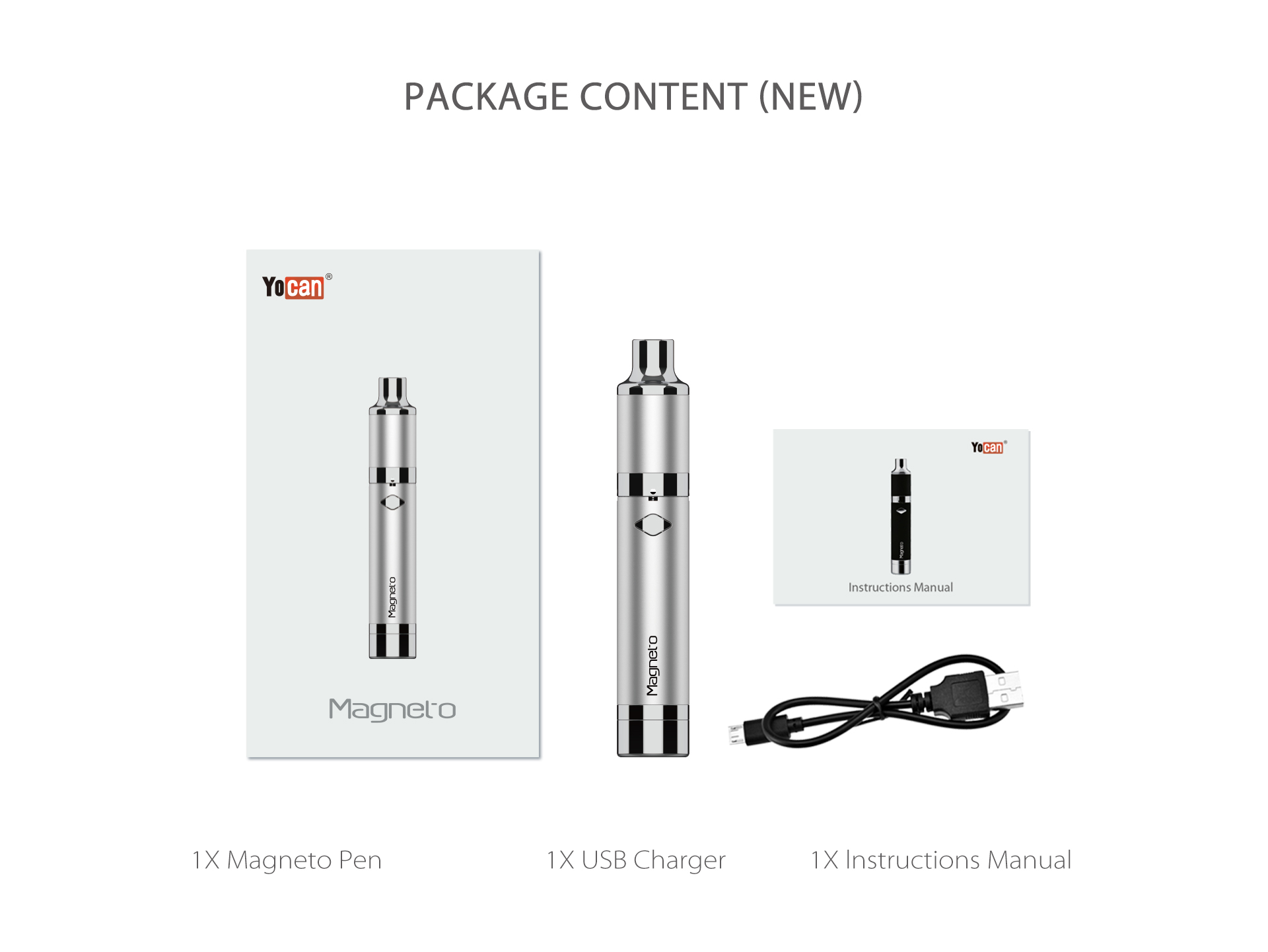 Yocan Magneto concentrate vaporizer pen package content.