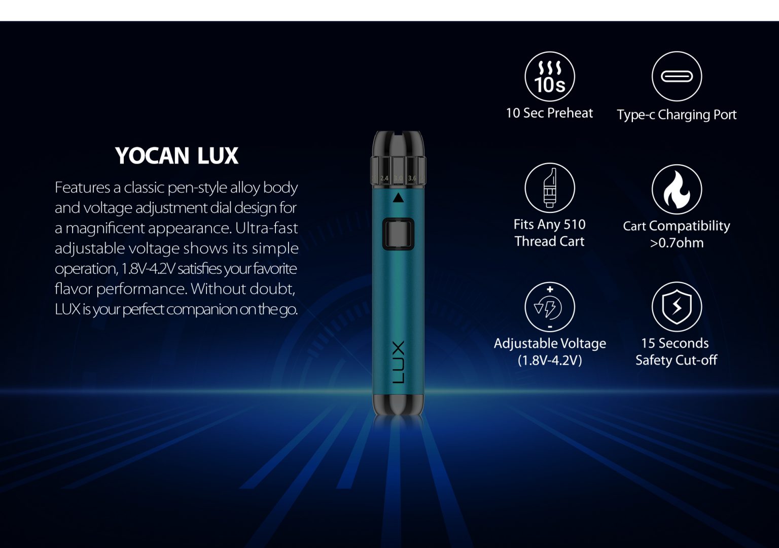 Yocan LUX Series 510 Thread Vape Pen Battery Yocan® Official
