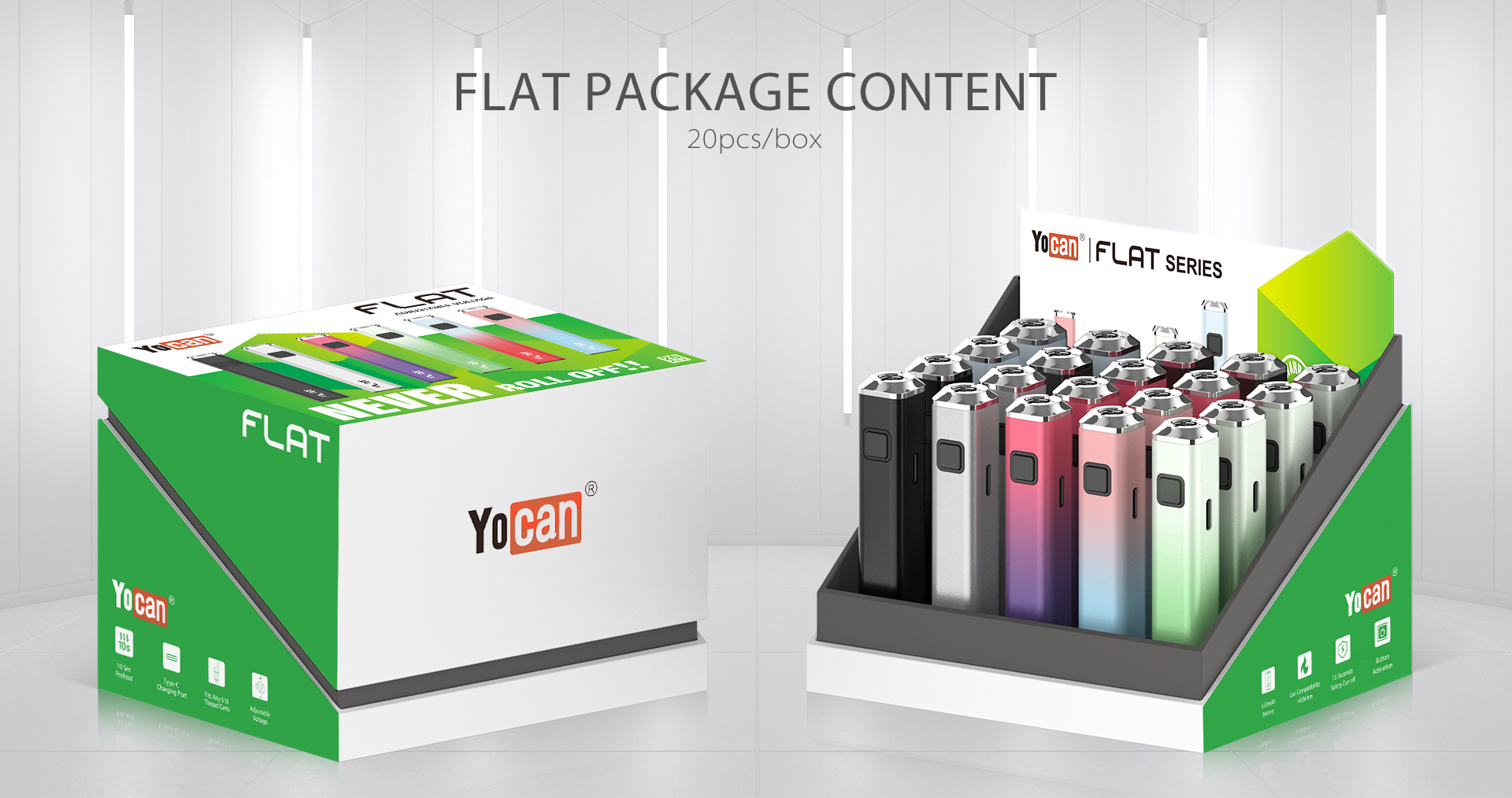 The package of Yocan Flat 510 thread vape pen