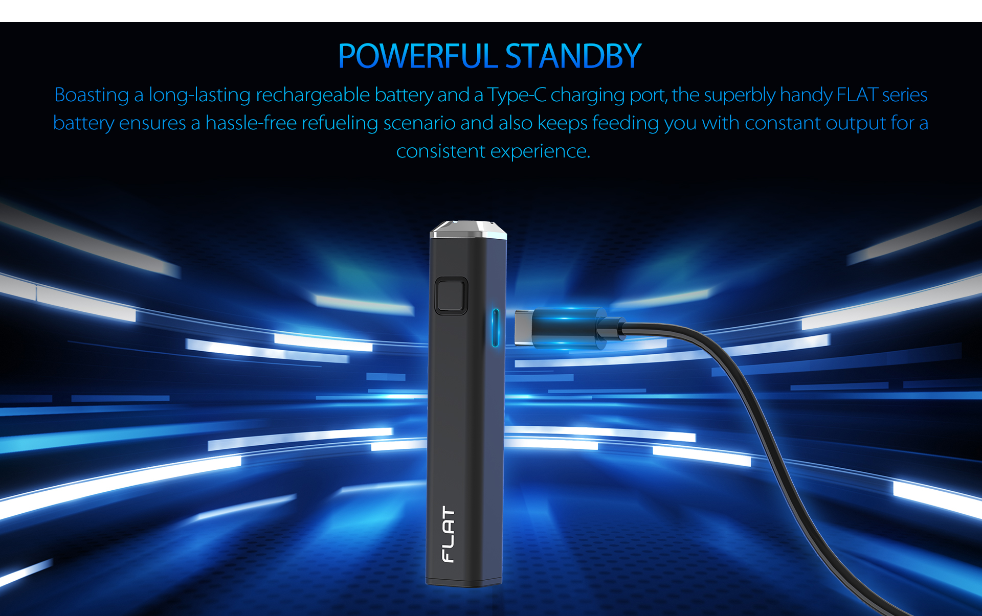 Yocan Flat Series 510 thread vape pen comes with type-c charging port.