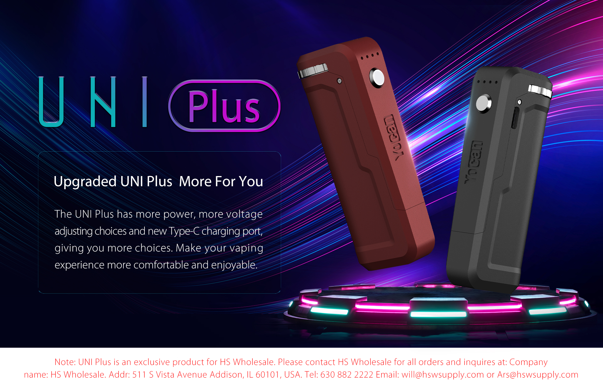 Yocan UNI Plus VV Battery, more battery life for your on-the-go.