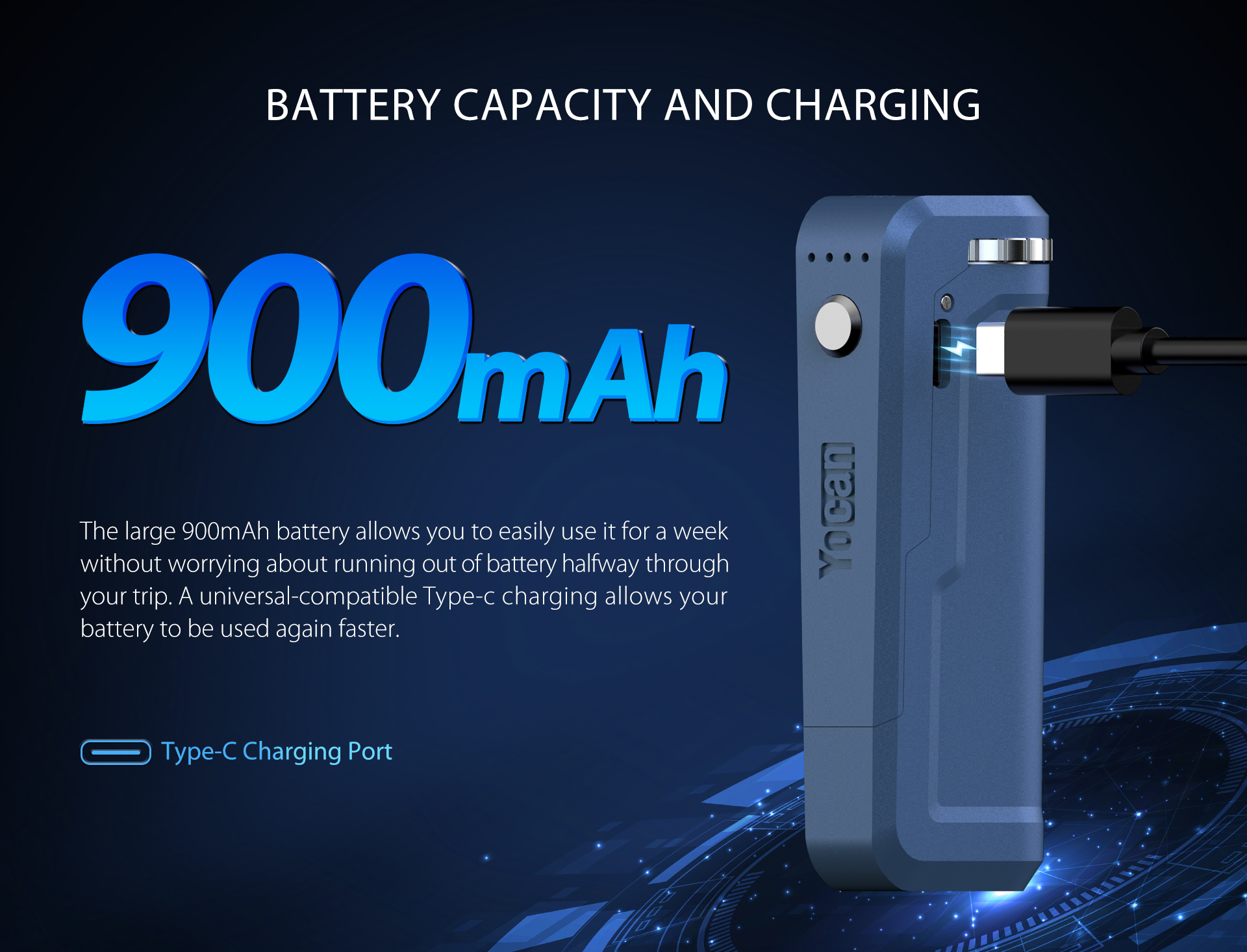 Yocan UNI Plus VV Battery capacity
