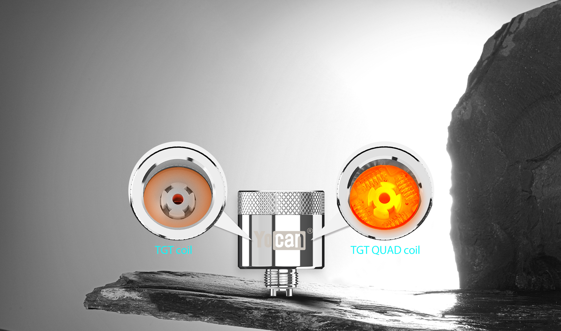 Yocan PIllar TGT coil combines ceramic donut and quartz XTAL rod.