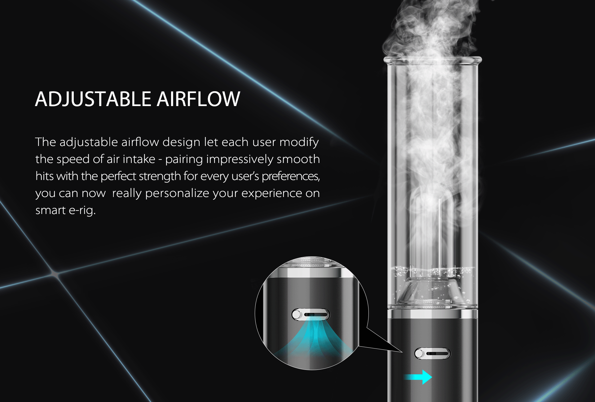 Yocan Pillar Erig comes with adjustable airflow design, let each user modify the speed of air intake