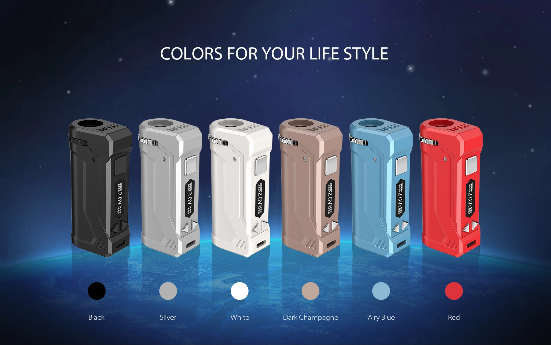 Yocan UNI Pro Box Mod Battery multiple colors for your life style.