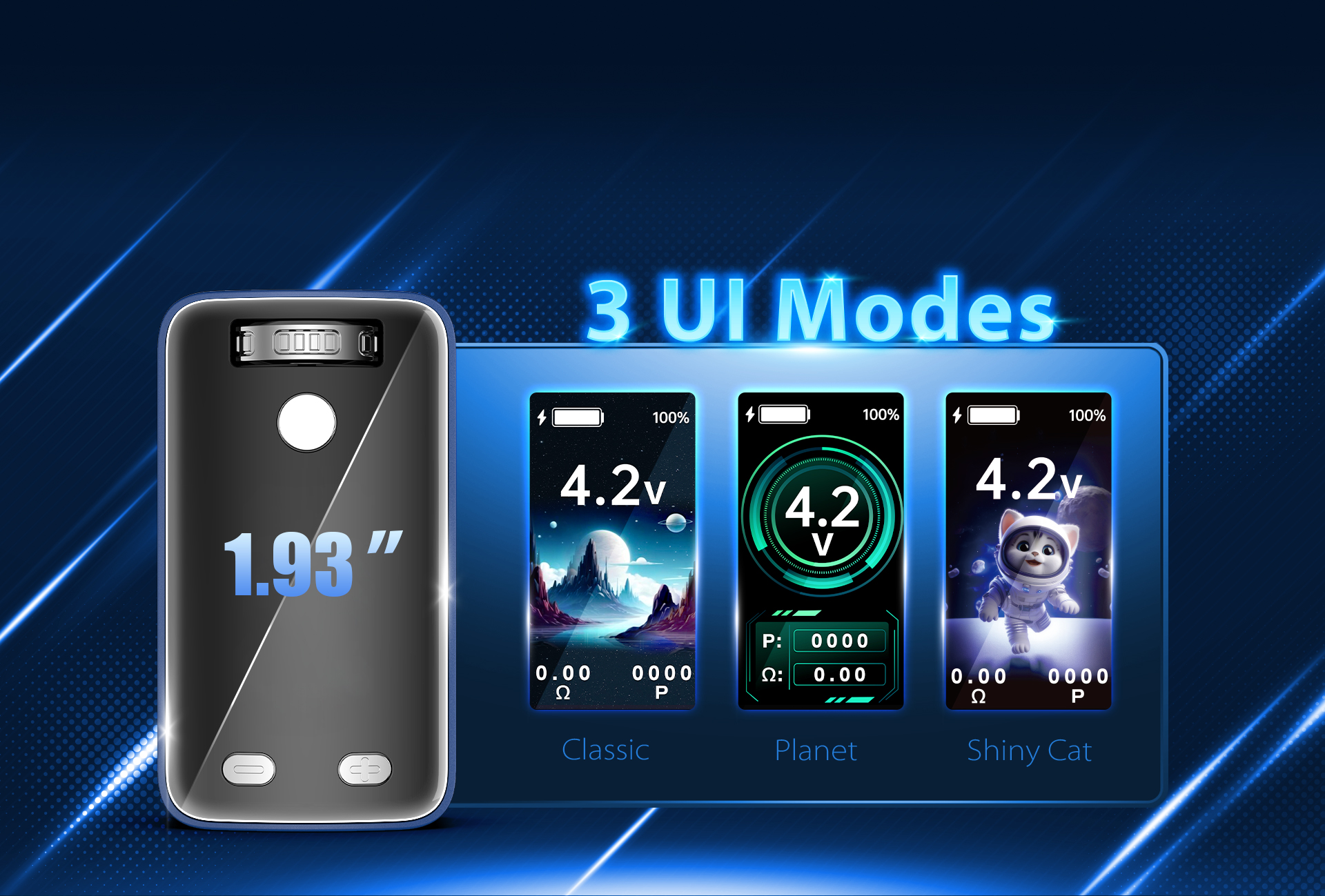 Yocan UNI 3.0 Plus comes with 3 UI modes.