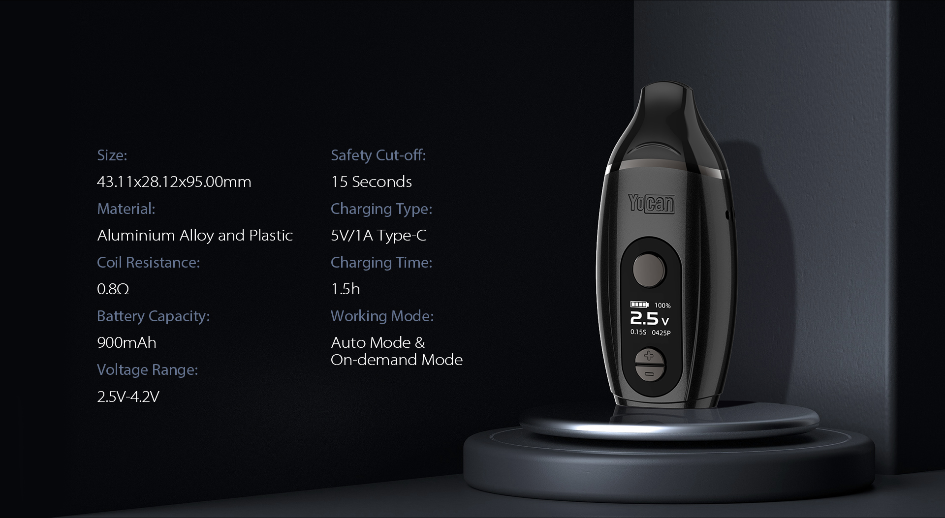 Yocan Iris Specifications